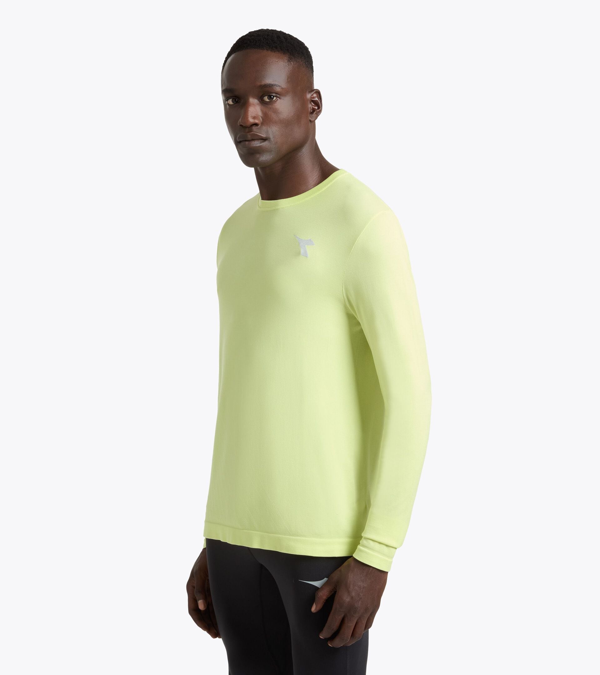 Long-Sleeve Thermoregulating Technical T-shirt - STRATOUNO Running - Men&rsquo;s LS T-SHIRT STRATOUNO WILD LIME GREEN - Diadora