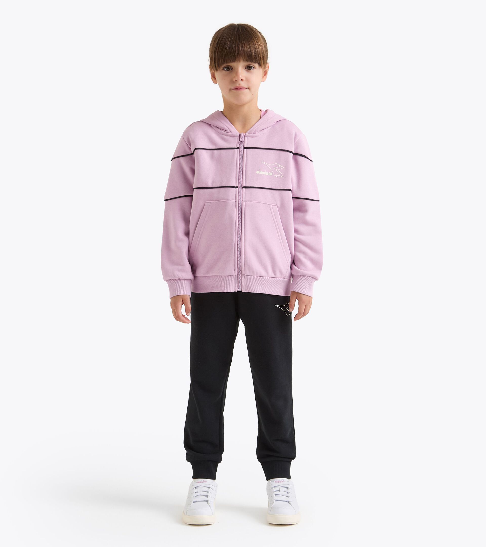 Coordinated tracksuit - Boys and girls  JU. TRACKSUIT HD FZ LOGO (FT) VIOLET MIST - Diadora