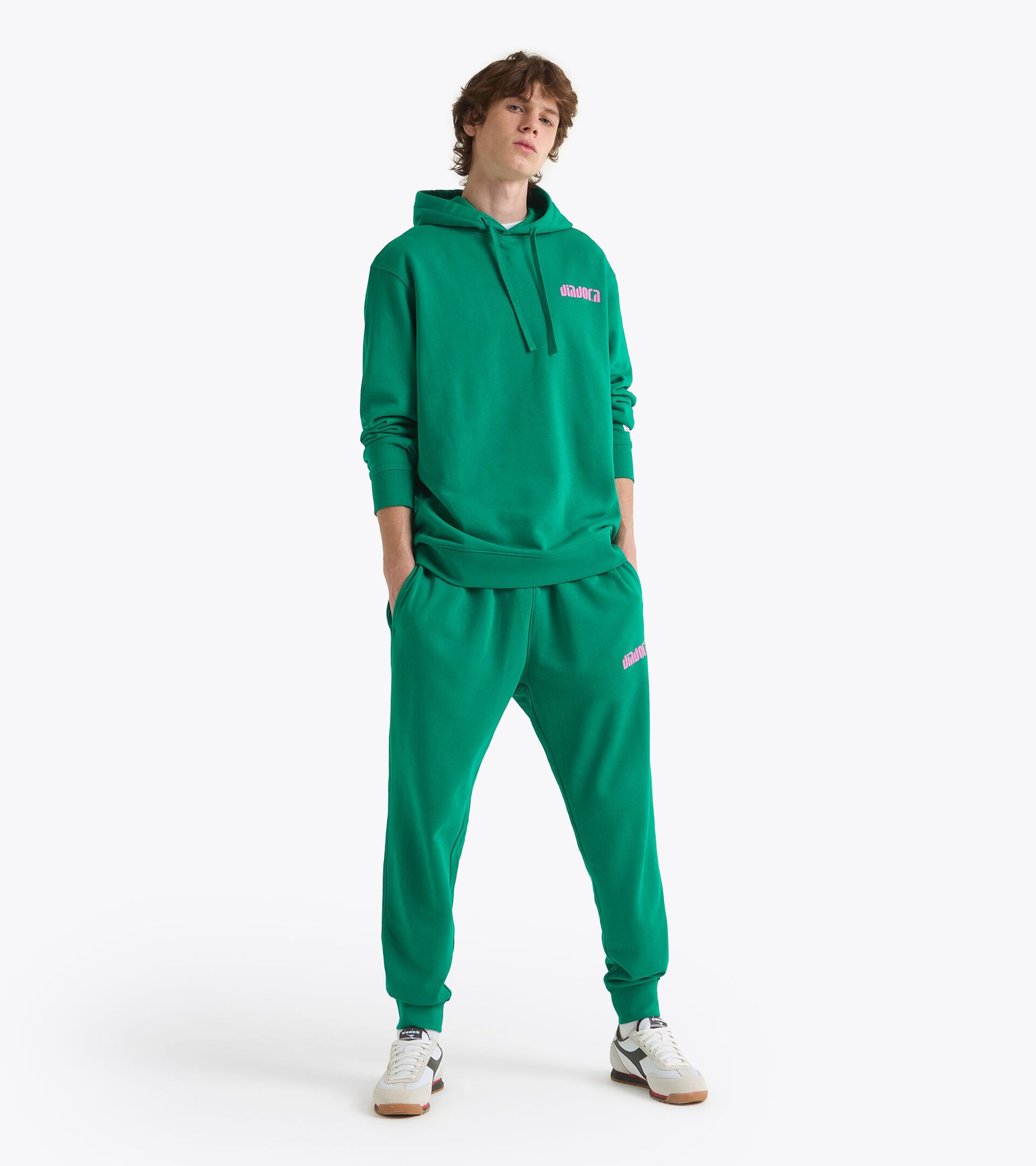Casual hoodie - All-gender HOODIE ATHL. LOGO GREEN 562 C - Diadora