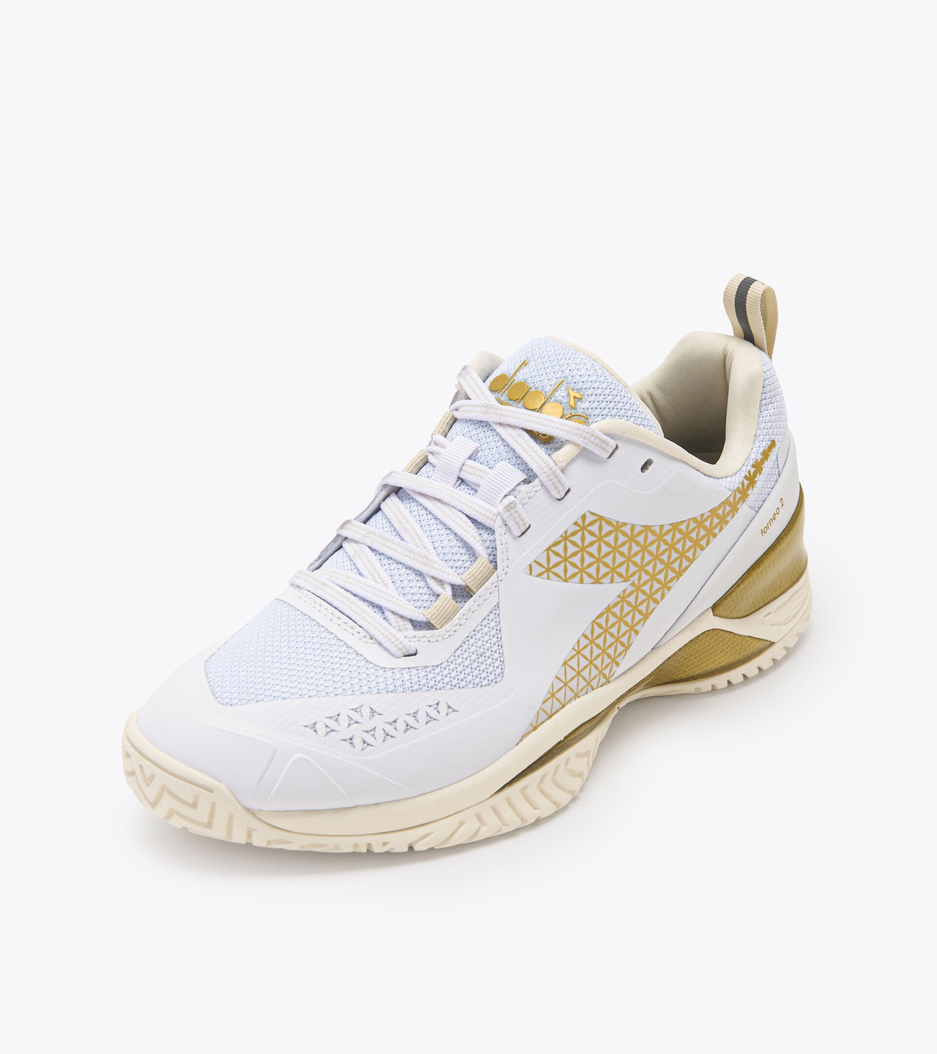 Tennis shoes for hard surfaces or clay courts - Women BLUSHIELD TORNEO 2 W AG WHITE/GOLD - Diadora