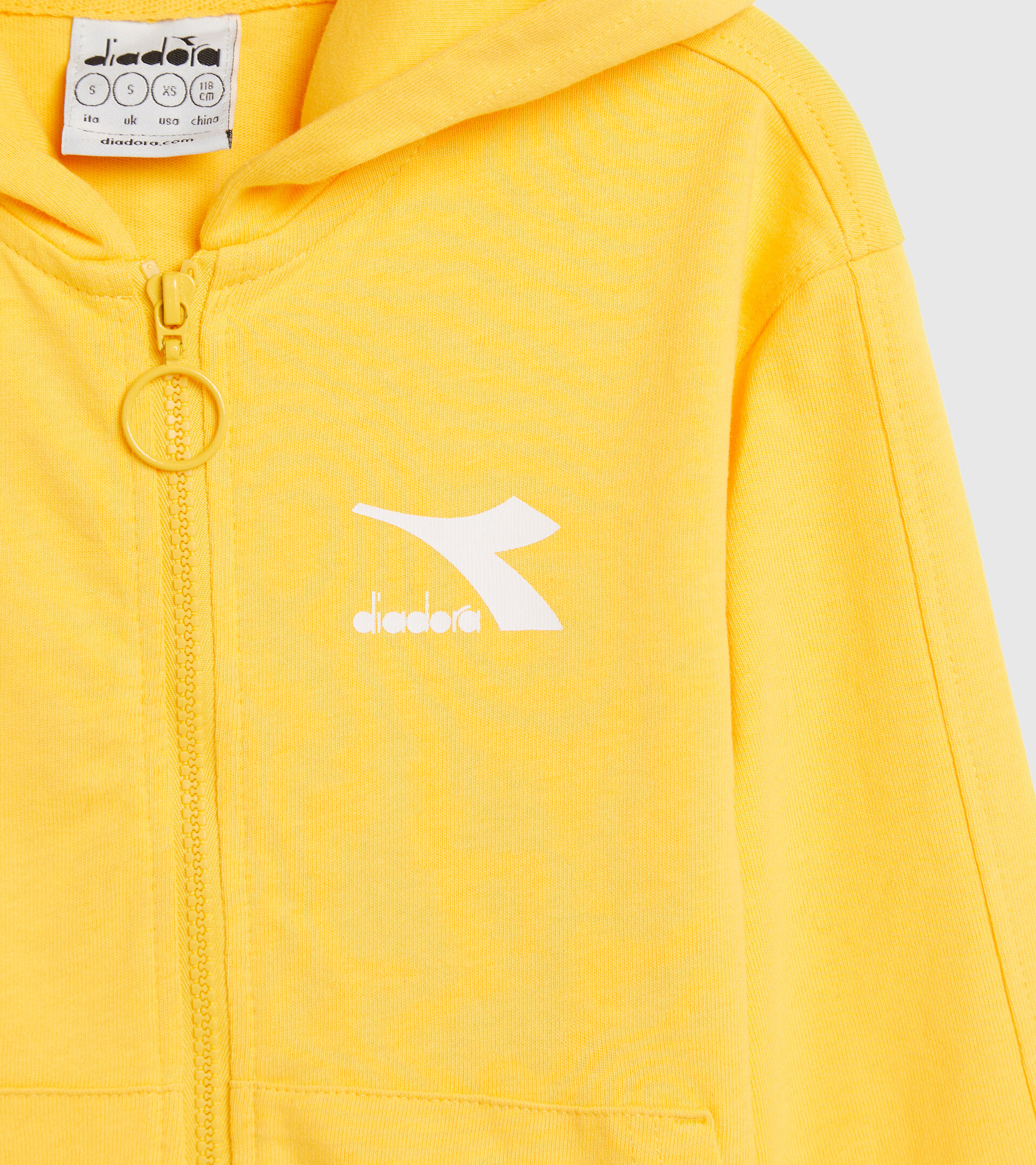 Felpa sportiva in cotone Junior - Unisex JU. HOODIE FZ RAINBOW GIALLO REGNO - Diadora