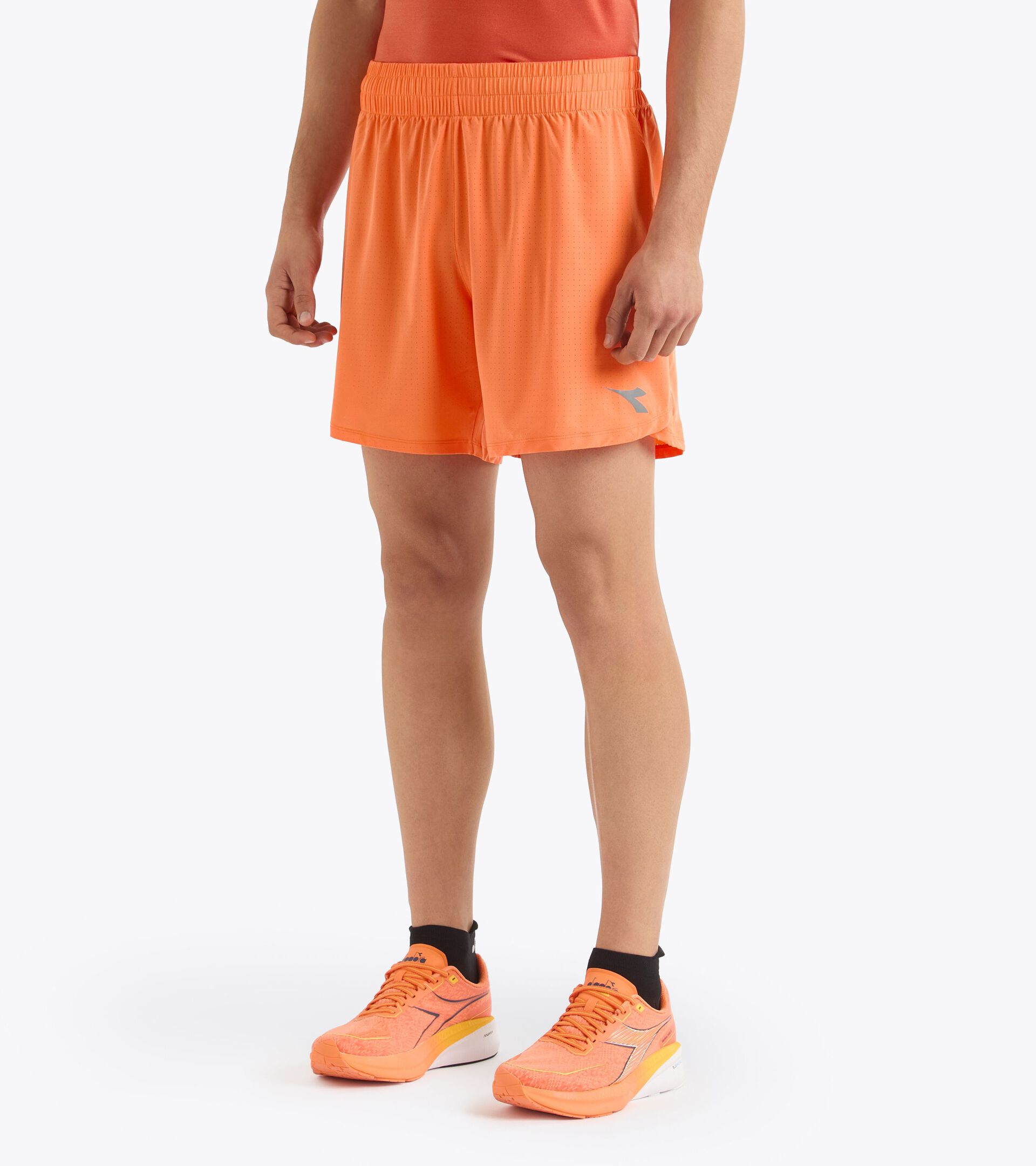 Laufshorts 2 in 1 - Training - Herren SHORTS 2IN1 5'' RUN CREW ORANGE NEKTARINE - Diadora