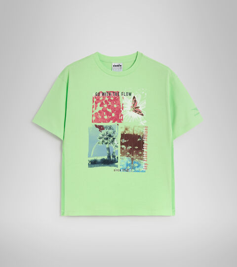 L. T-SHIRT SS FLOW, VERDE PARAISO Camiseta deportiva de algodón - Mujer L. T-SHIRT SS FLOW VERDE PARAISO - Diadora