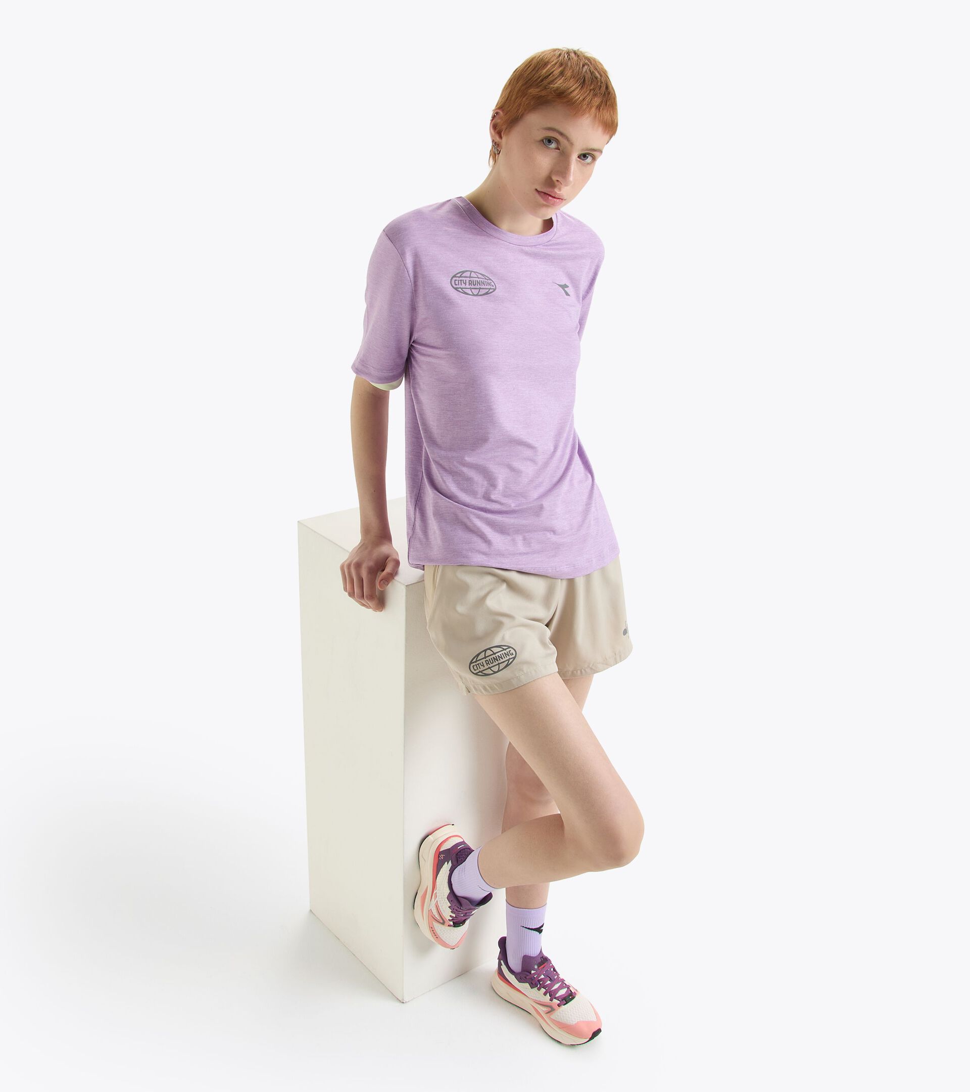 Shorts da corsa 4’’ - Tessuto leggero - Donna L. SHORTS 4'' MILL CITY BEIGE HUMUS - Diadora