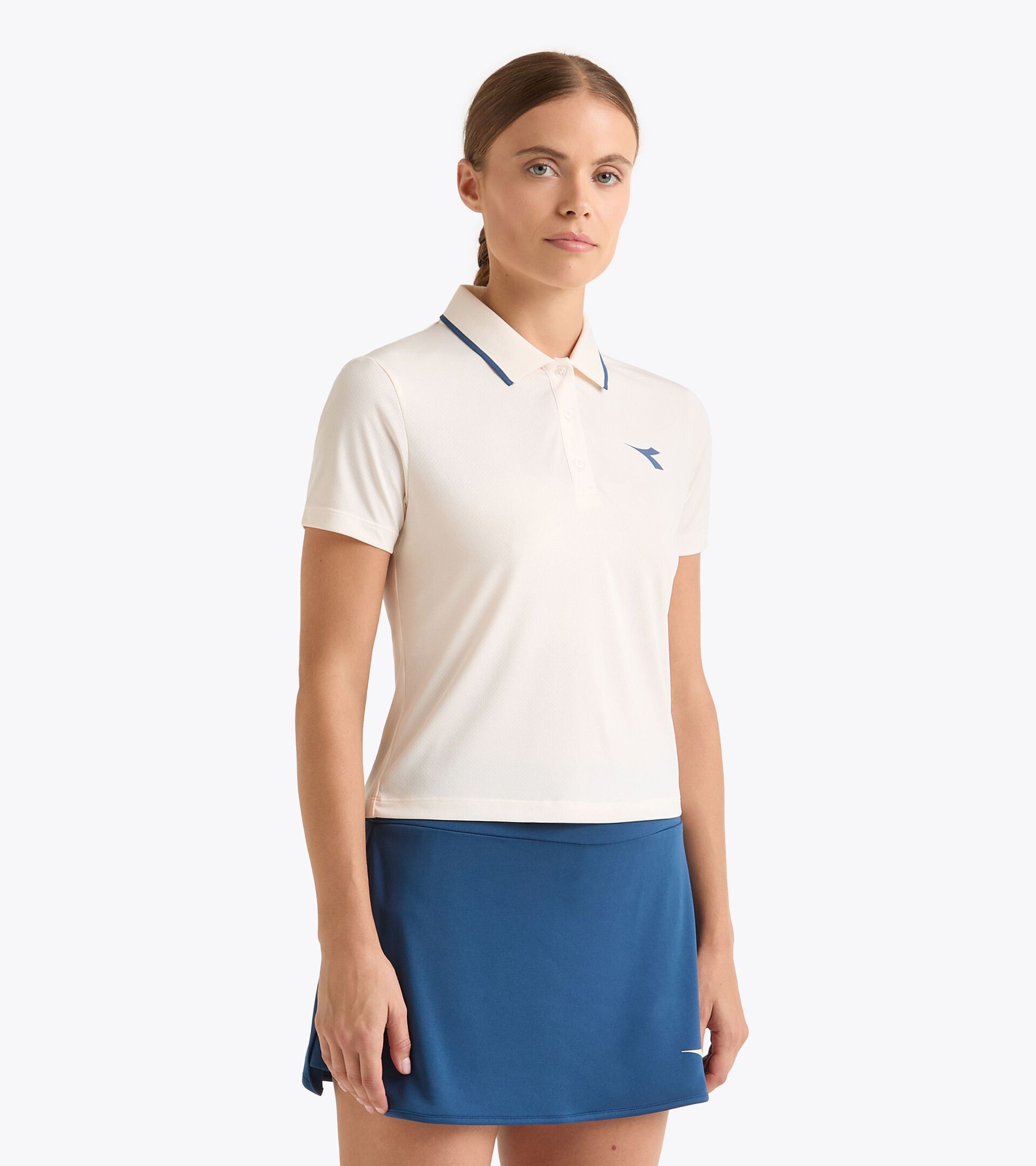 Tennis polo shirt - Women’s L. SS T-POLO TENNIS WHISPER WHITE - Diadora