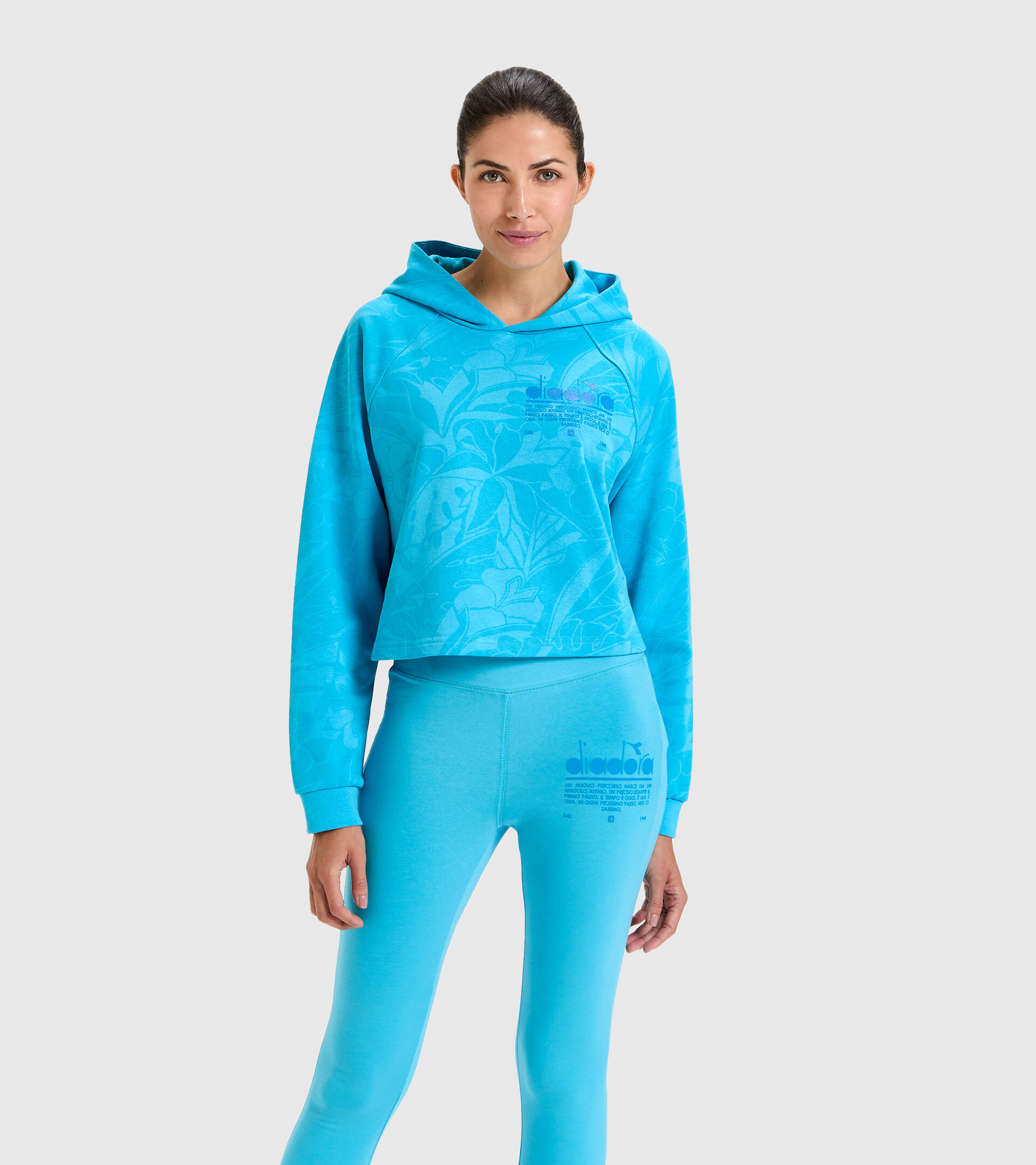 Cropped Cotton hoodie - Women L. HOODIE CROP MANIFESTO SKY BLUE INTENSE - Diadora