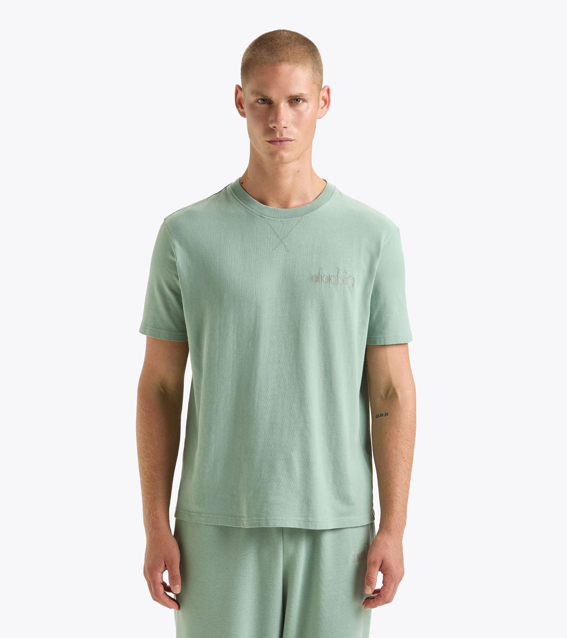 T-Shirt - Gender Neutral T-SHIRT SS ATHL. LOGO EISBERG GRUEN - Diadora