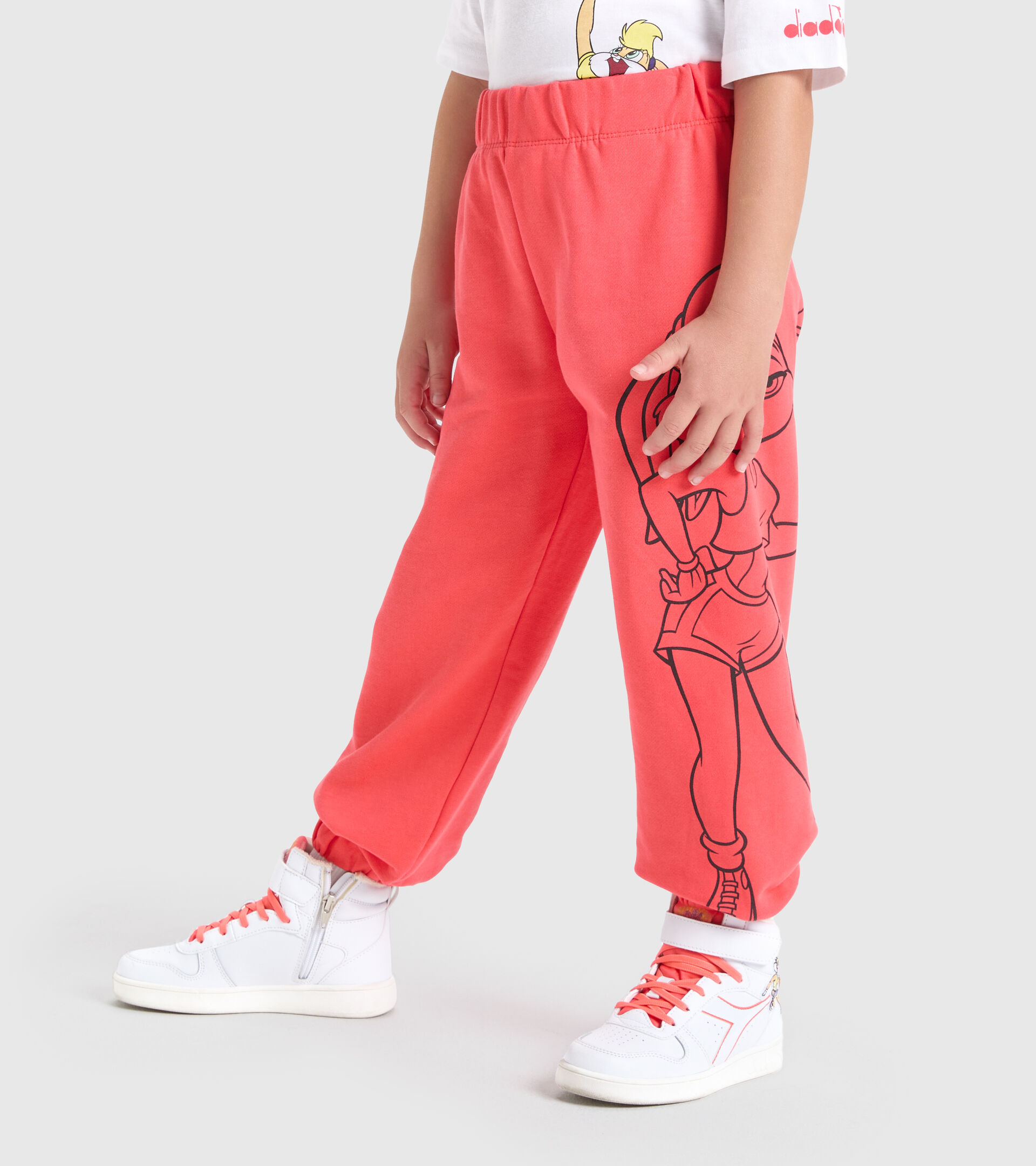 Cotton terrycloth joggers - Kids JU.JOGGER PANT WB HOT CORAL - Diadora