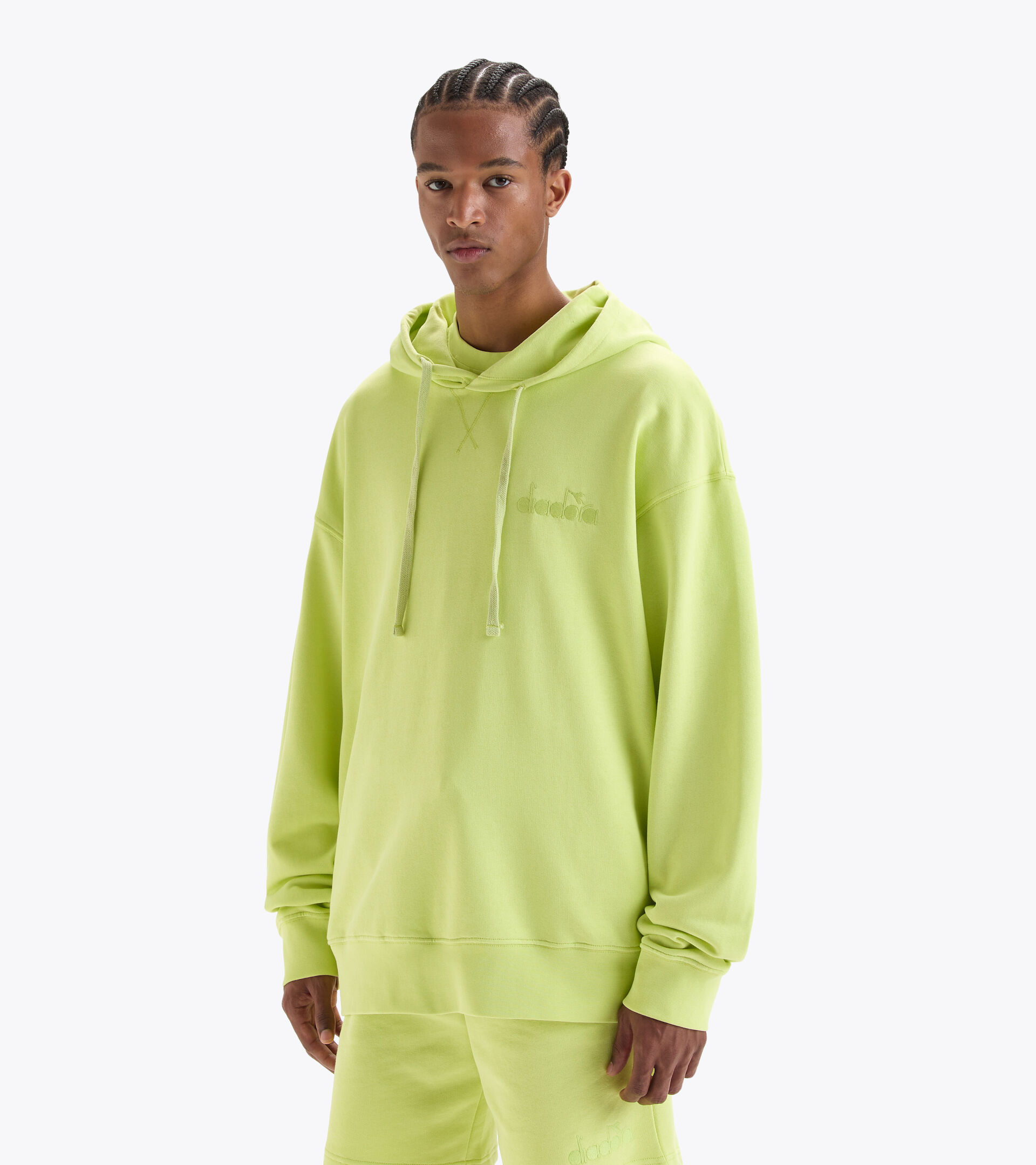 Felpa con cappuccio in cotone - Gender neutral HOODIE SPW LOGO VERDE LIME SCURO - Diadora