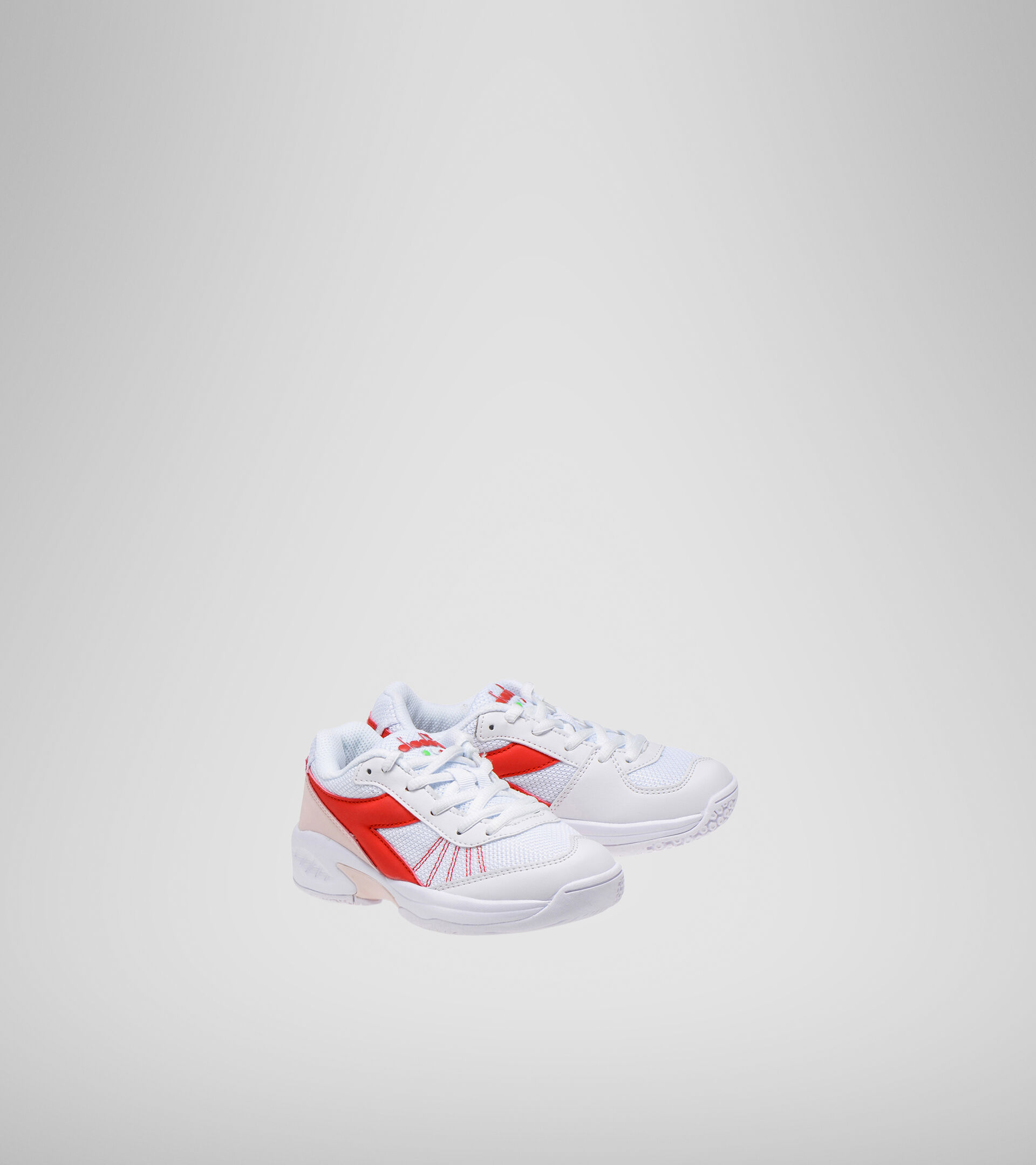 Clay and hard court tennis shoe - Unisex kids S. CHALLENGE 3 JR WHITE/LIVELY HIBISCUS RED - Diadora