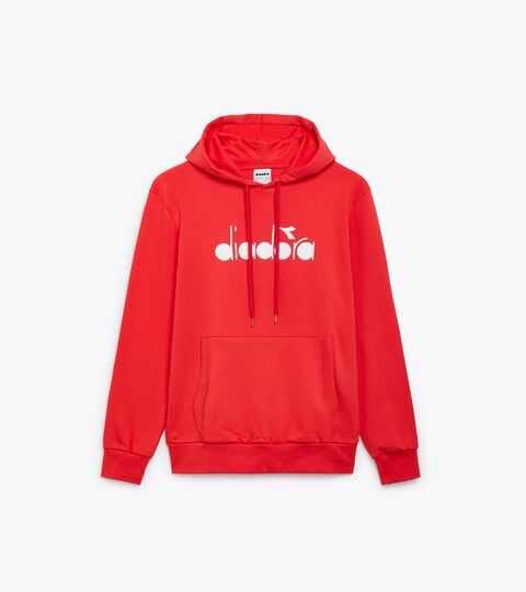 Sporty hoodie - Made in Italy - Gender Neutral HOODIE LOGO BITTERSWEET RED - Diadora