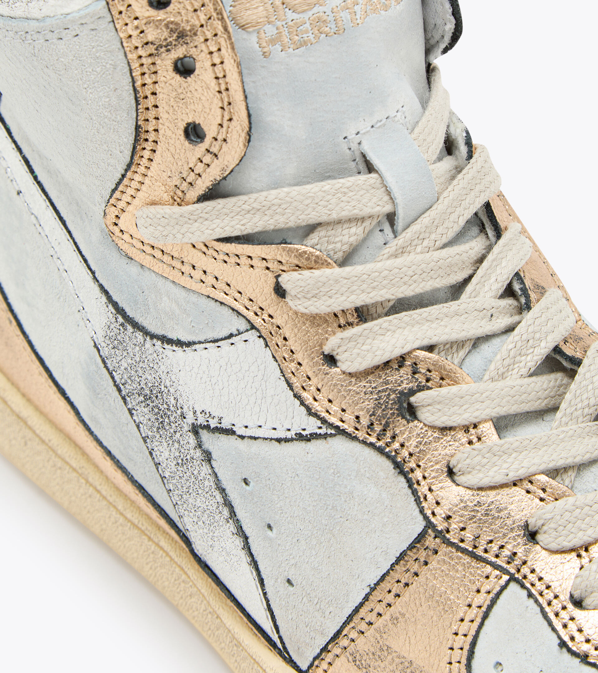 Chaussures Heritage - Gender neutral MI BASKET METALLIC PIGSKIN USED BIANCO/BEIGE - Diadora