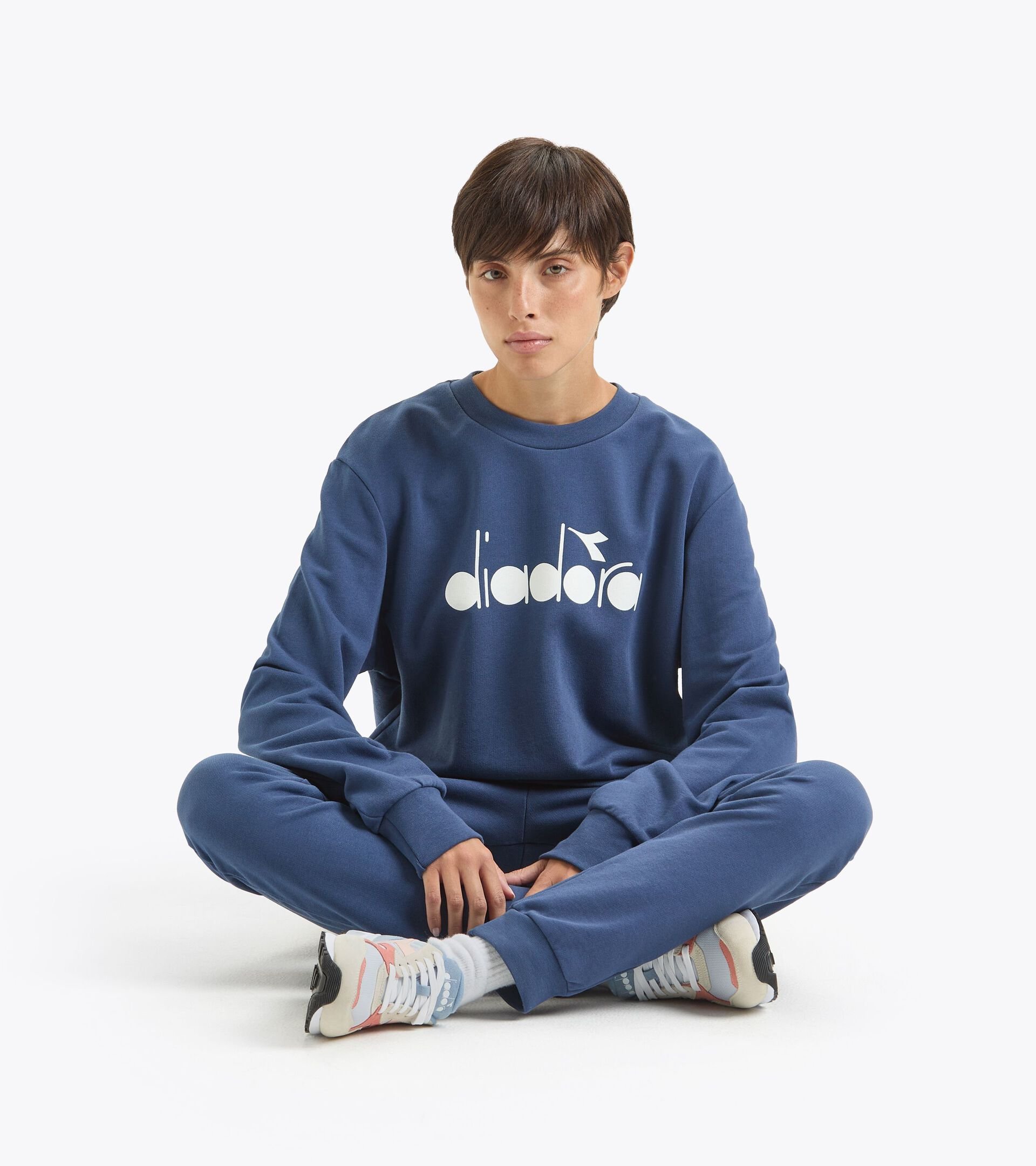 Sportliches Sweatshirt - Made in Italy - Gender Neutral SWEATSHIRT CREW LOGO OCEANA - Diadora
