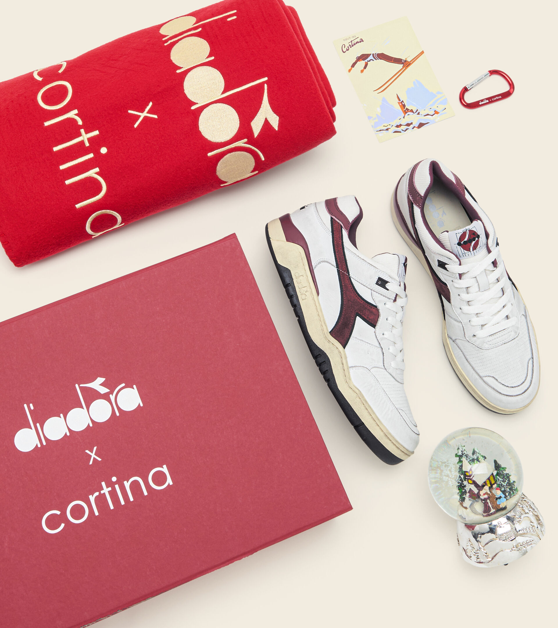 Zapatilla Heritage Made in Italy - Unisex B.560 CORTINA BLANCO/VINO RUBI - Diadora