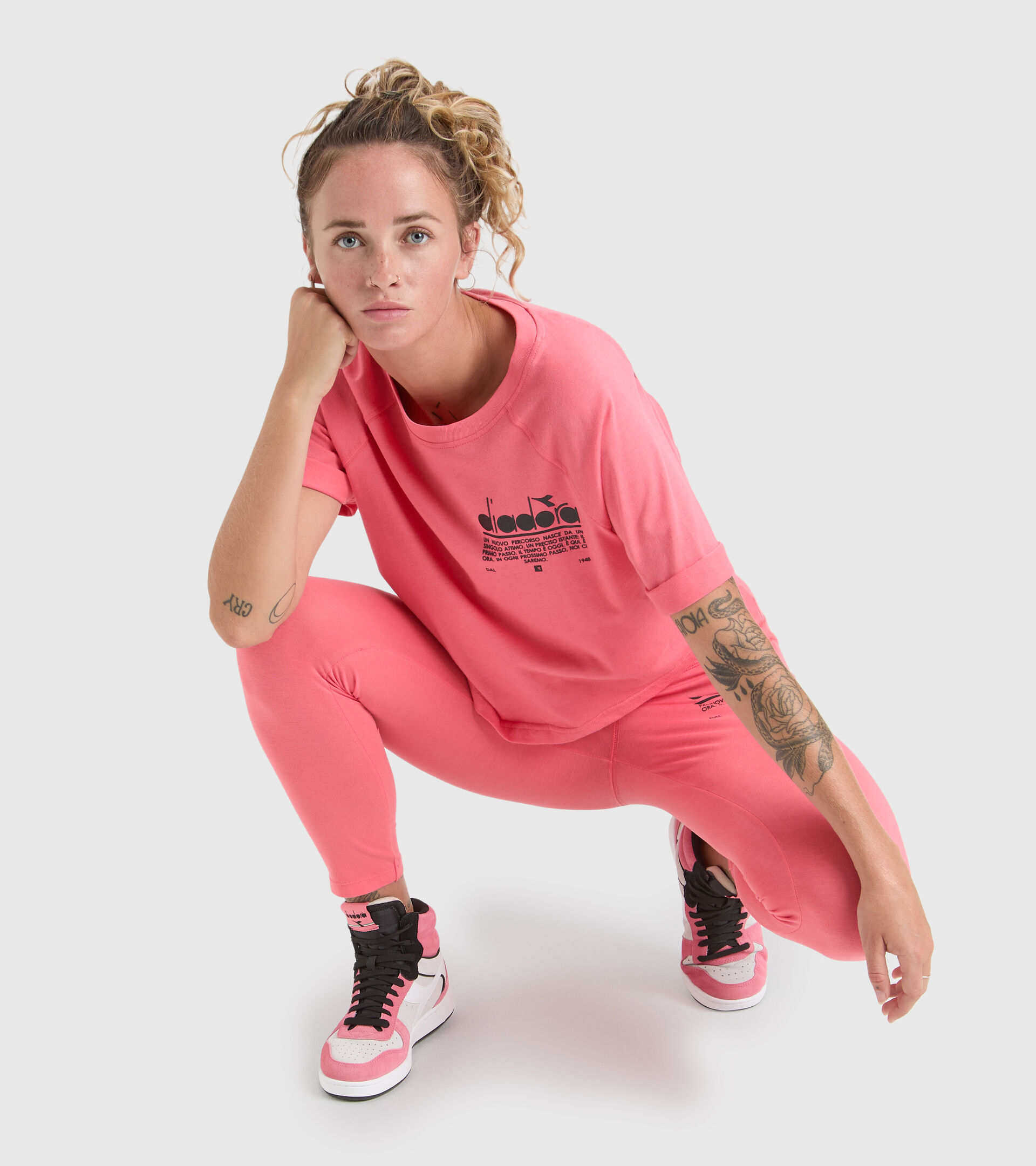 Leggings de algodón elástico - Mujer L. LEGGINGS MANIFESTO ROSA TE - Diadora