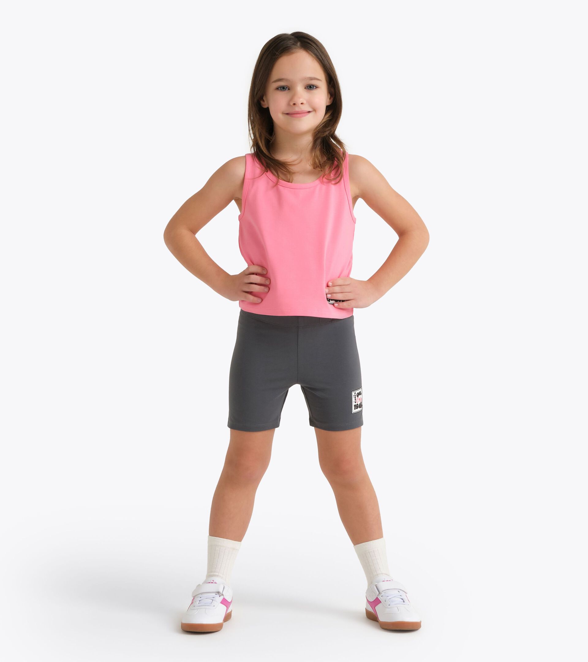 Ensemble de sport - D&eacute;bardeur et short - Fille JG. SET ESS. SPORTS SL ROSE CITRON PRESSE - Diadora
