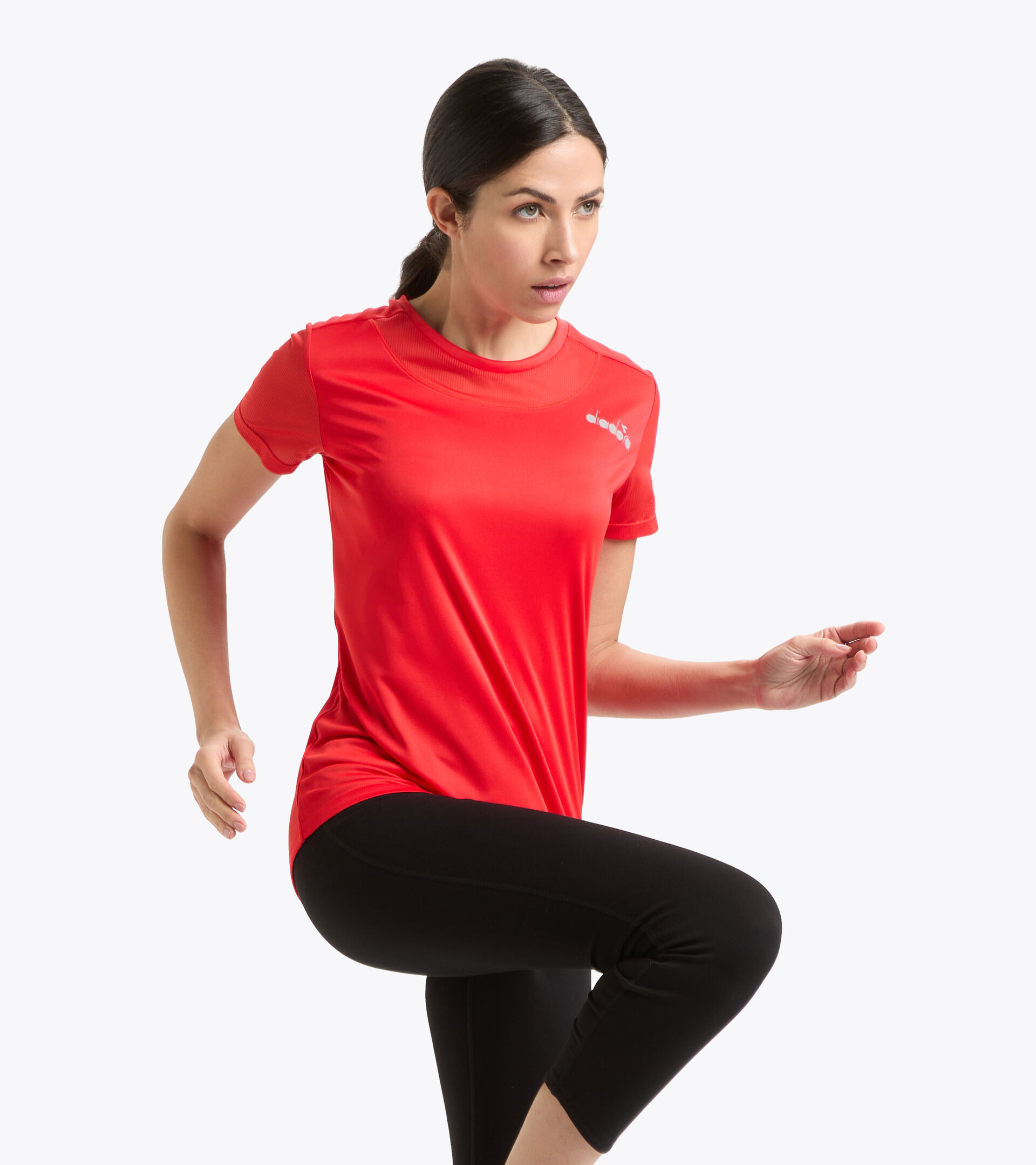 Camiseta para correr de poliéster - Mujer L. SS CORE TEE ROJO INTENSO - Diadora