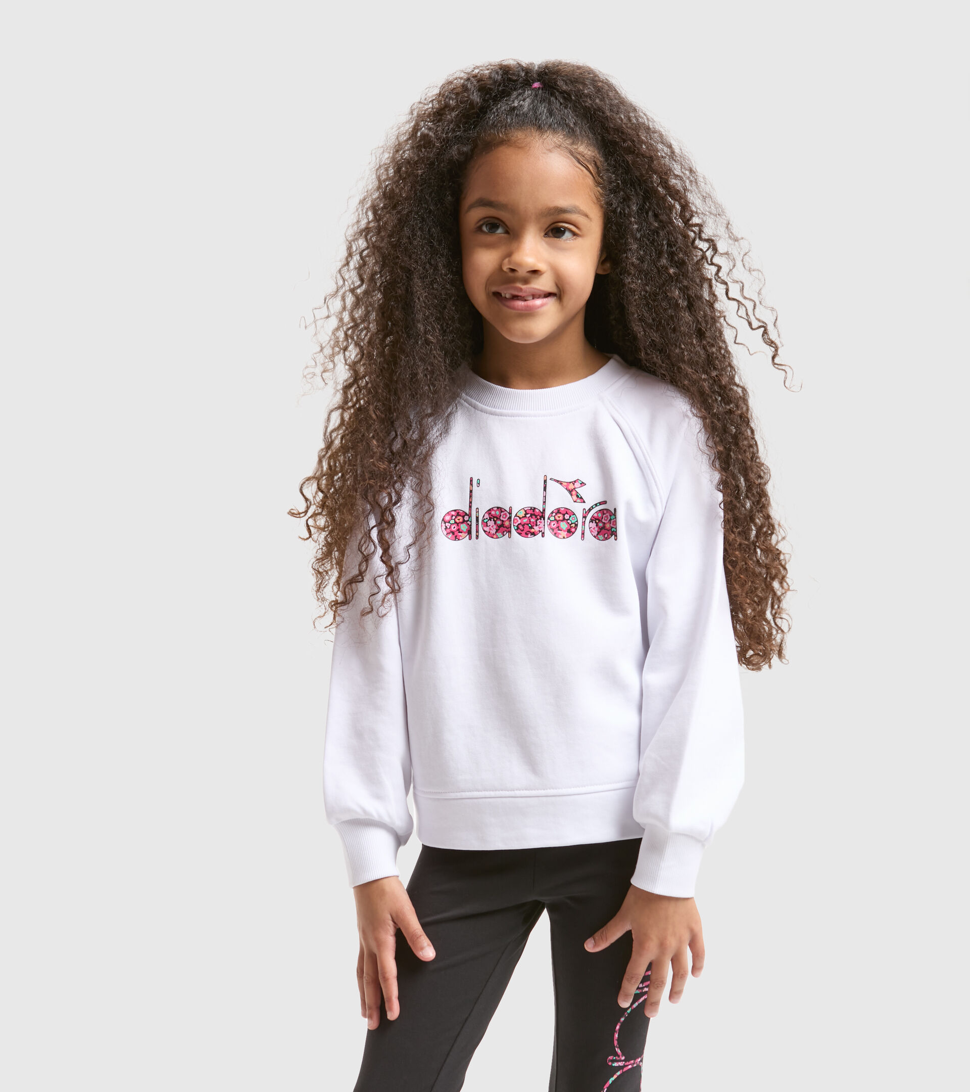 Cotton sports sweatshirt - Girls JG.SWEAT BLOSSOM OPTICAL WHITE - Diadora