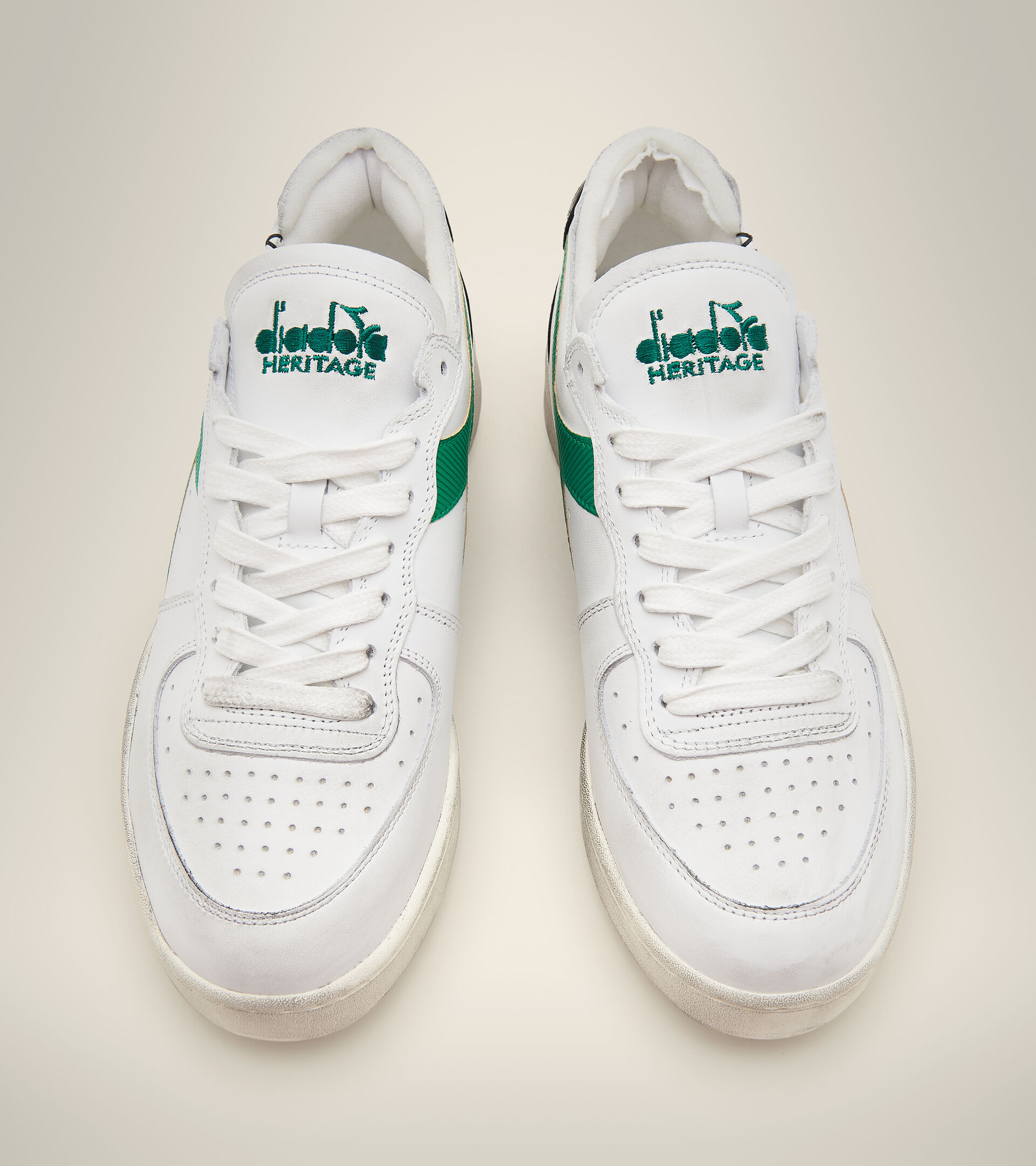 Scarpa Heritage - Unisex MI BASKET ROW CUT BIANCO/VERDE CREMA PISELLO/NER - Diadora