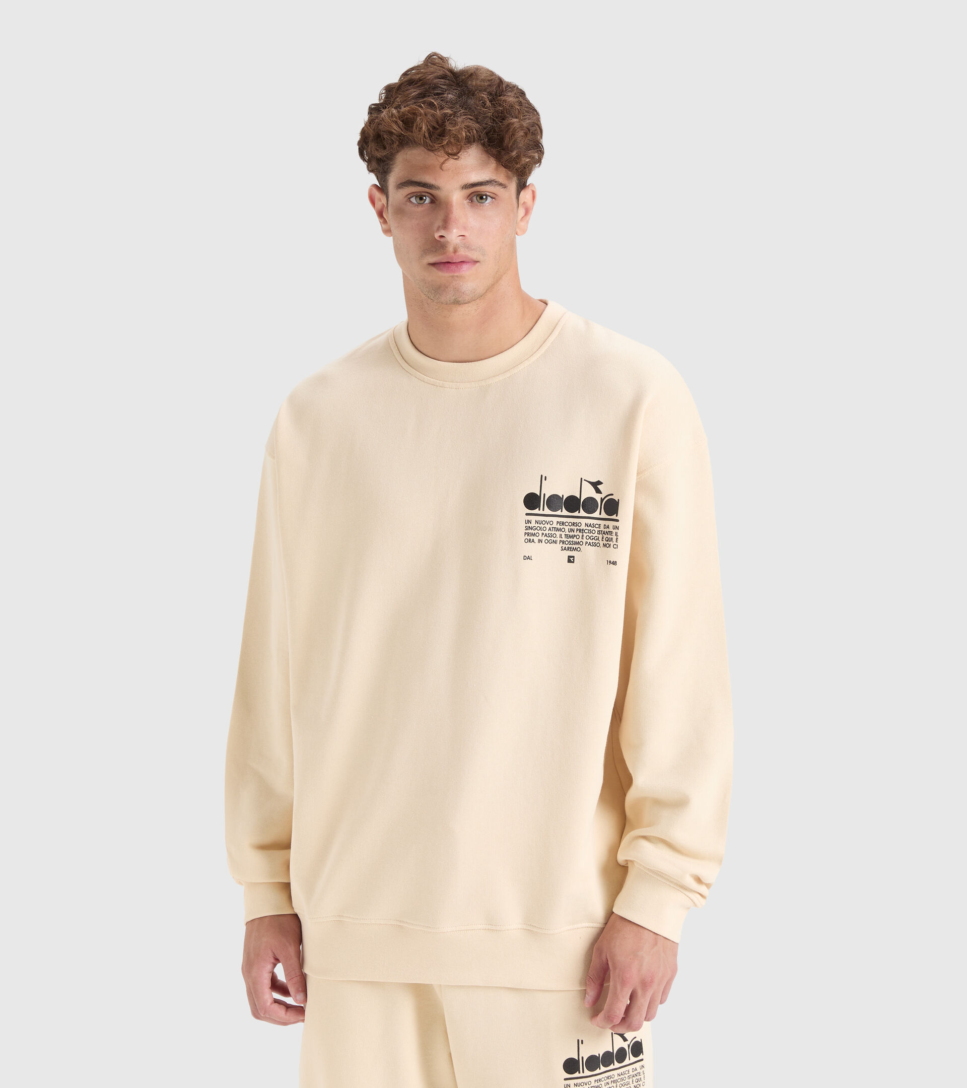 Felpa in cotone - Unisex SWEATSHIRT CREW MANIFESTO BEIGE NAVAJO - Diadora