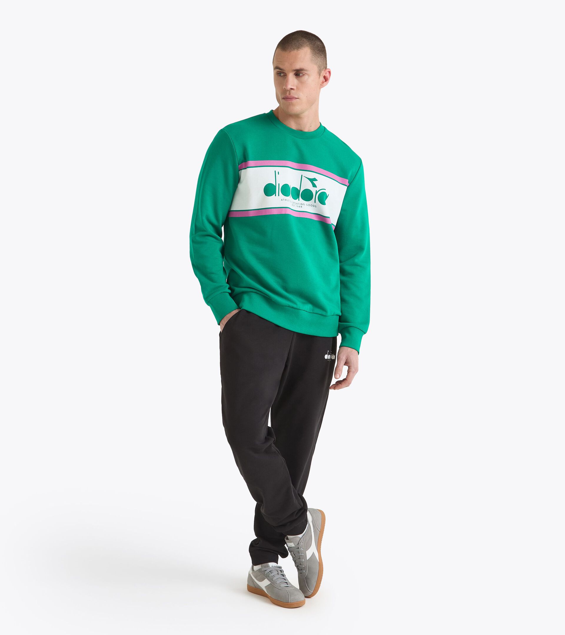 Cotton crewneck - All-Gender SWEATSHIRT CREW LOGO GREEN 562 C - Diadora