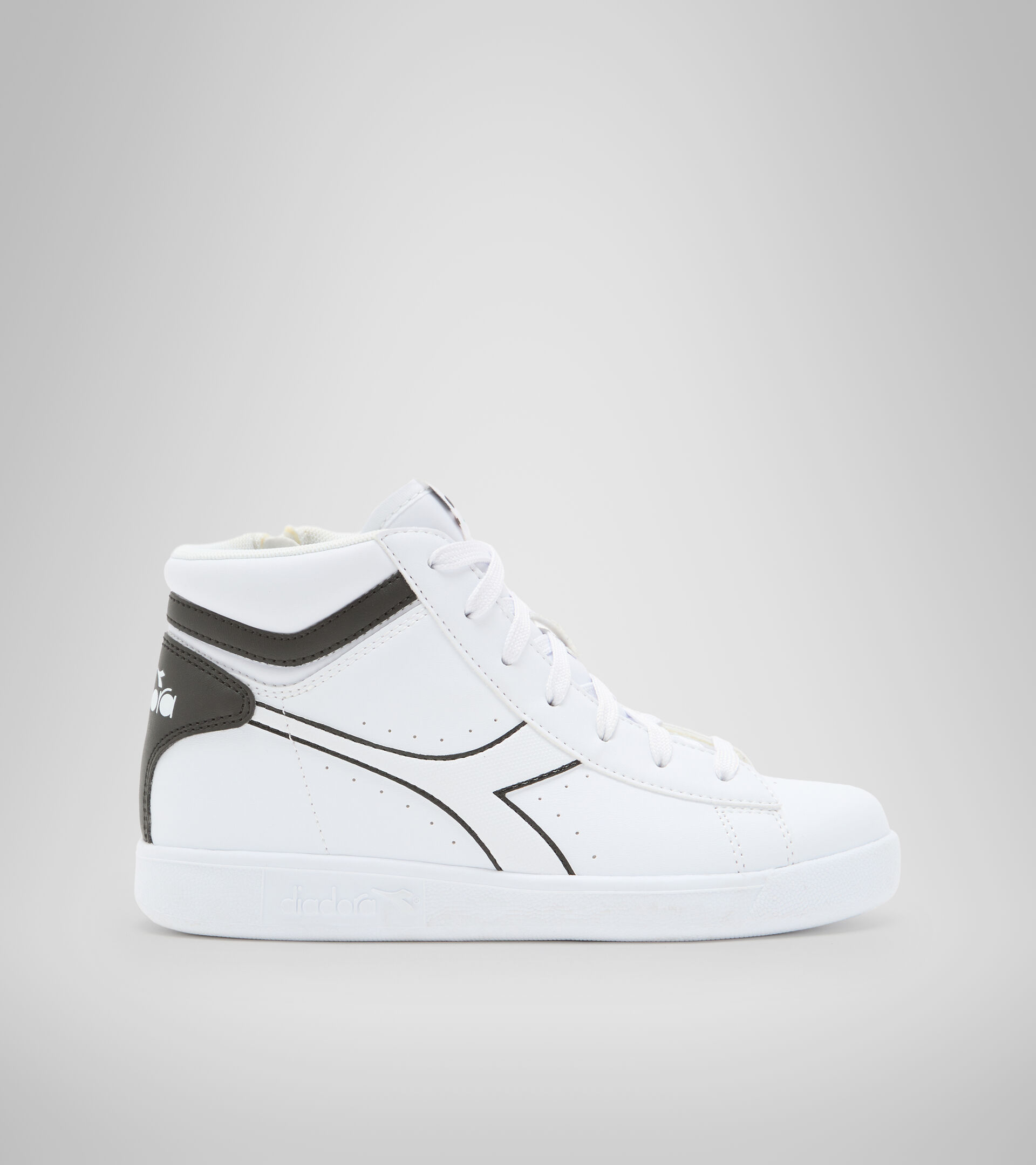 Sports shoes - Youth 8-16 years GAME P HIGH GS WHITE/WHITE/BLACK - Diadora