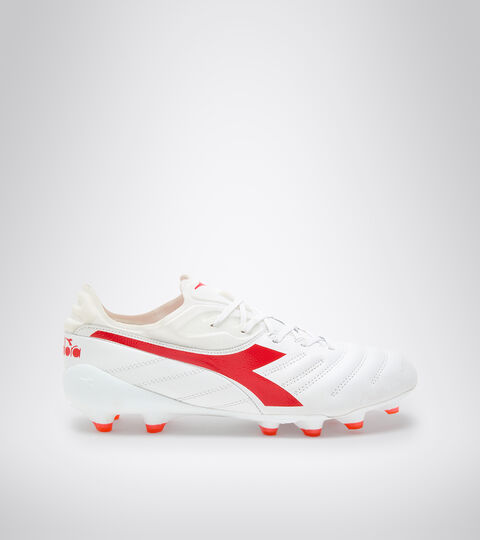 Firm ground football boot BRASIL ELITE TECH LPX WHITE/MILANO RED - Diadora