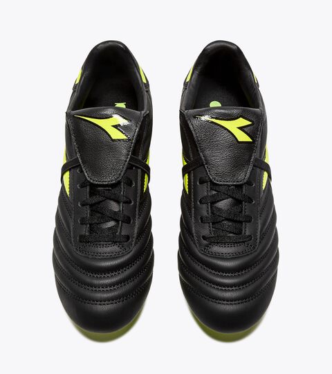 Leather calcio boots for firm grounds - Men’s BRASIL ICON LT T MDPU BLACK/FLUO YELLOW DIADORA - Diadora