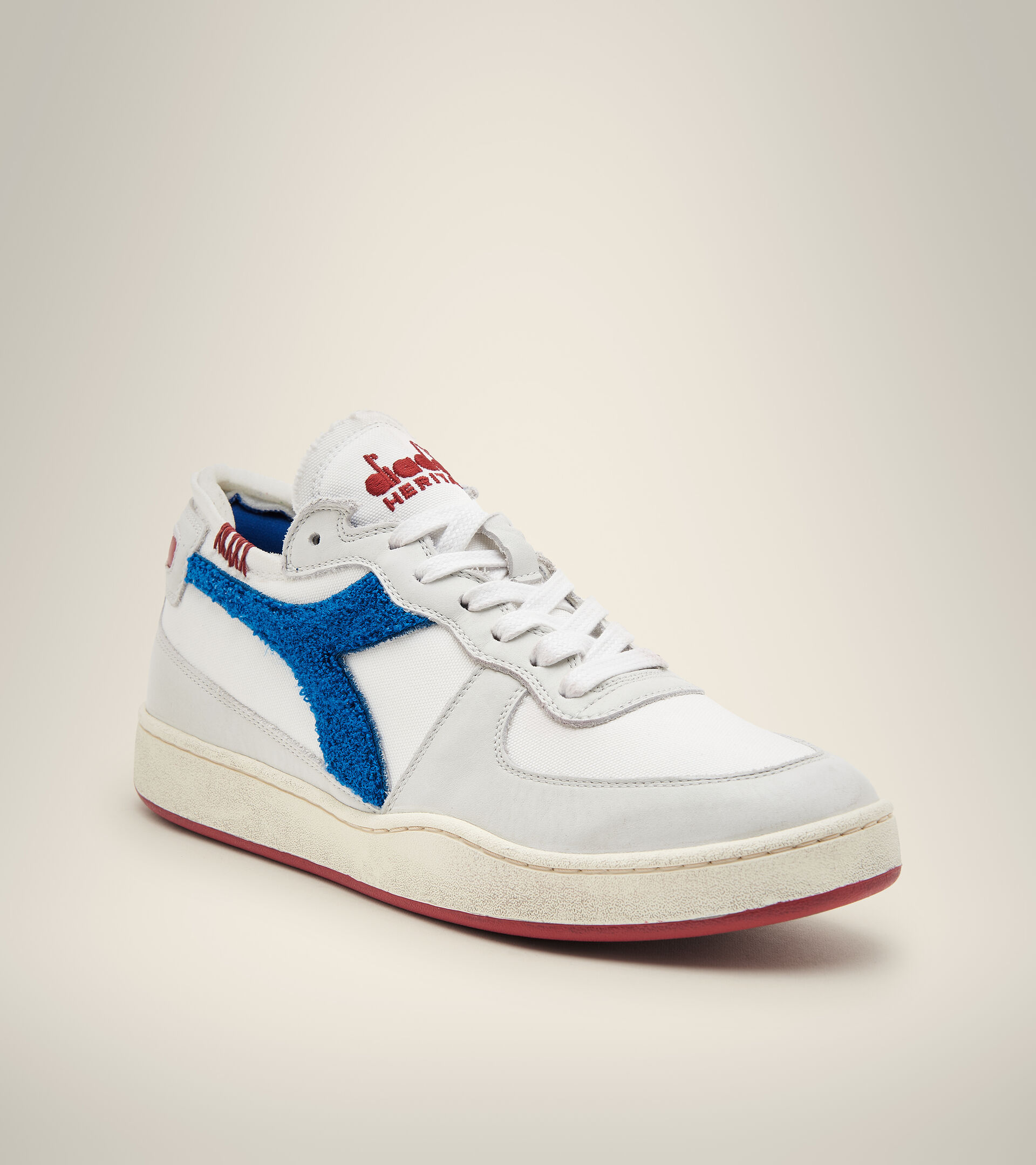 Heritage shoe - Unisex MI BASKET ROW CUT TERRY WHITE/SNORKEL BLUE - Diadora
