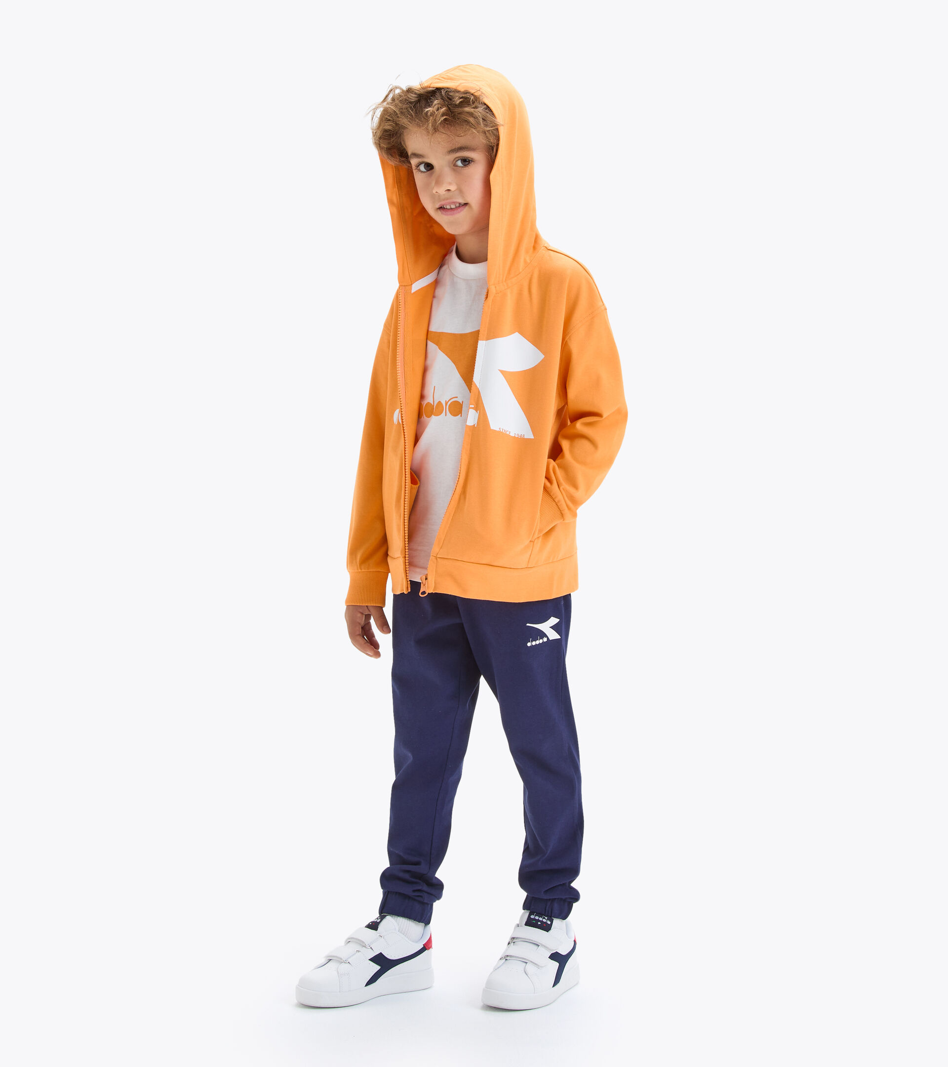 Hooded full-zip sweatshirt - Kids JU.HOODIE FZ ORANGE TANGERINE - Diadora