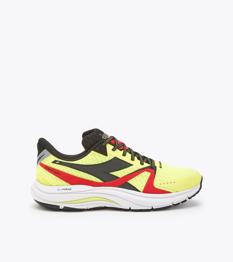 Zapatillas de running - Hombre MYTHOS BLUSHIELD 8 VORTICE AMARILLO FL DD/NGR/RJO INTENSO - Diadora