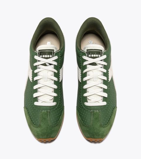 Low-profile leather sneaker - All-gender RALLY PUNCHED GREEN BOTANIC - Diadora