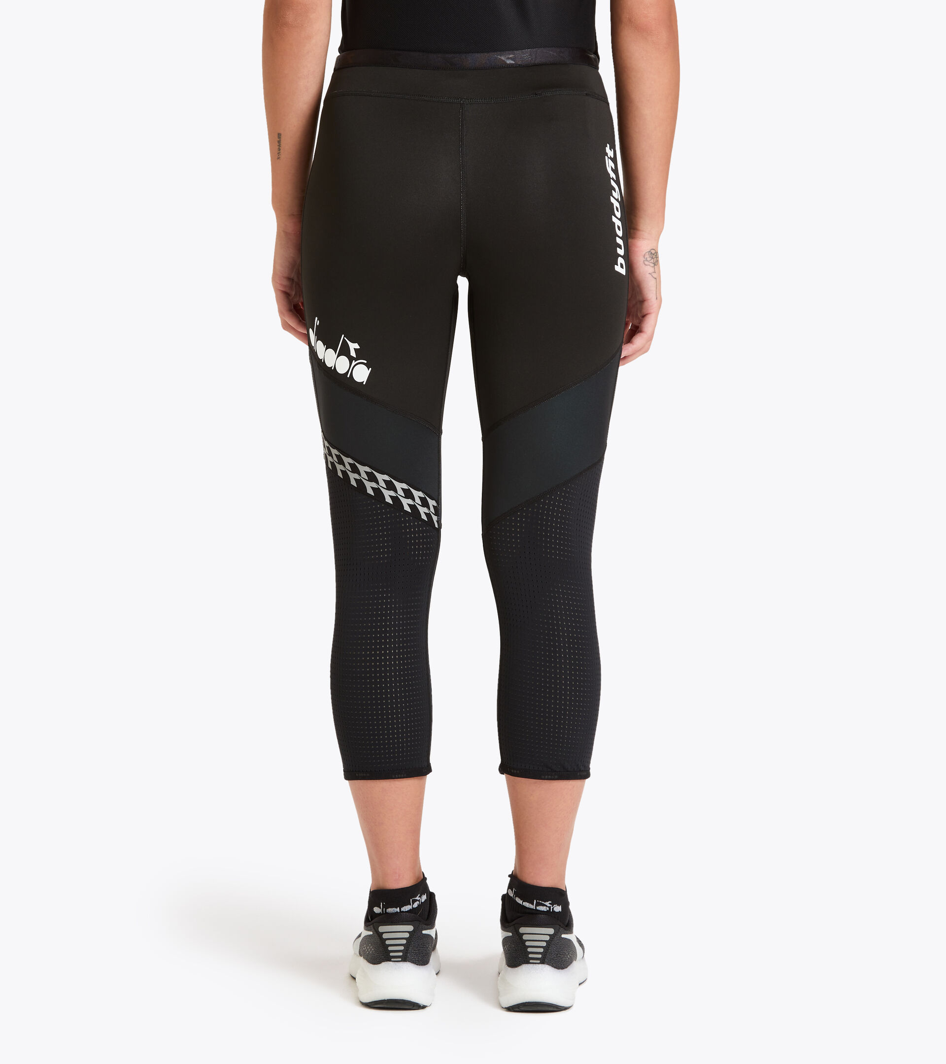 Running leggings - Women L. 6/8 REVERSIBLE TIGHTS BUDDYFIT BLACK - Diadora