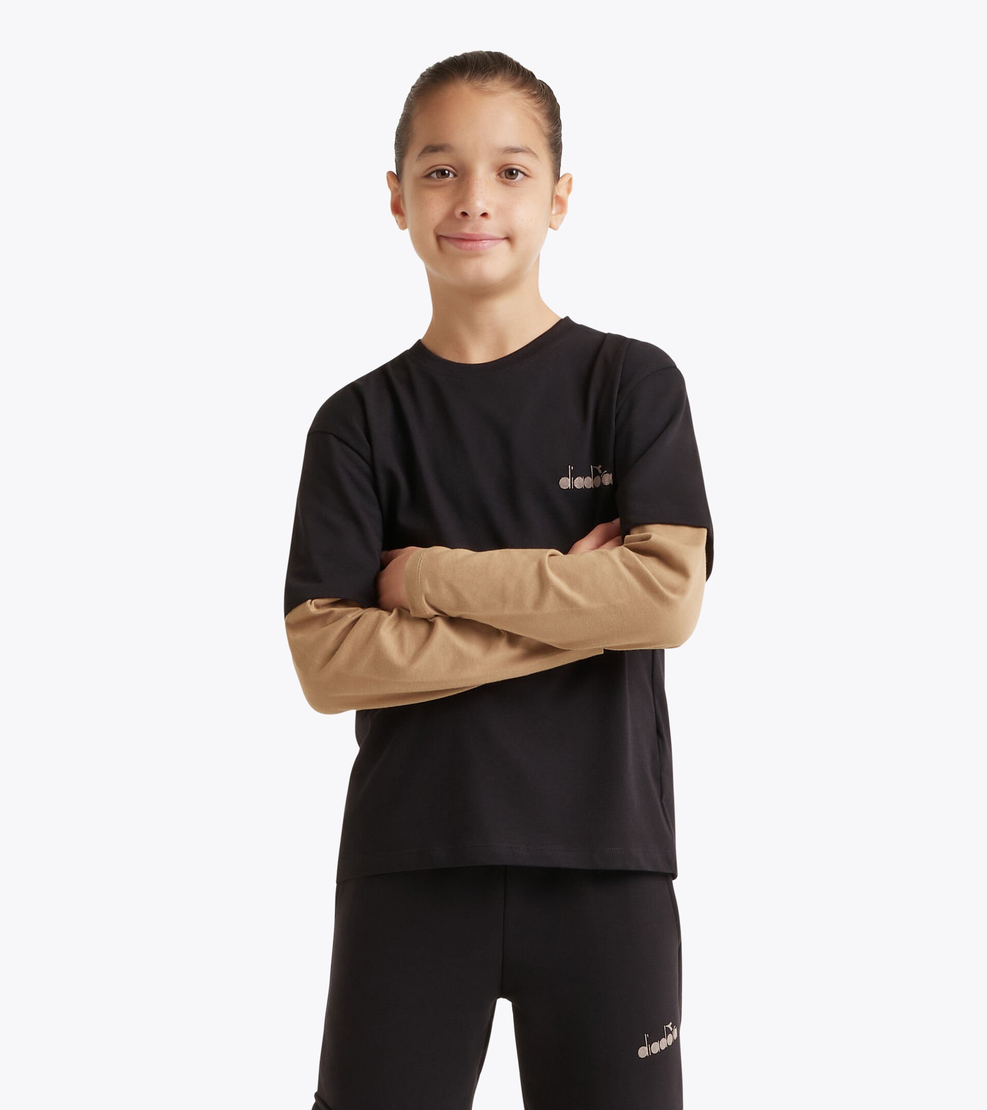 Long sleeved shirt - Boy JB. T-SHIRT LS FRIENDLY TEAM BLACK - Diadora