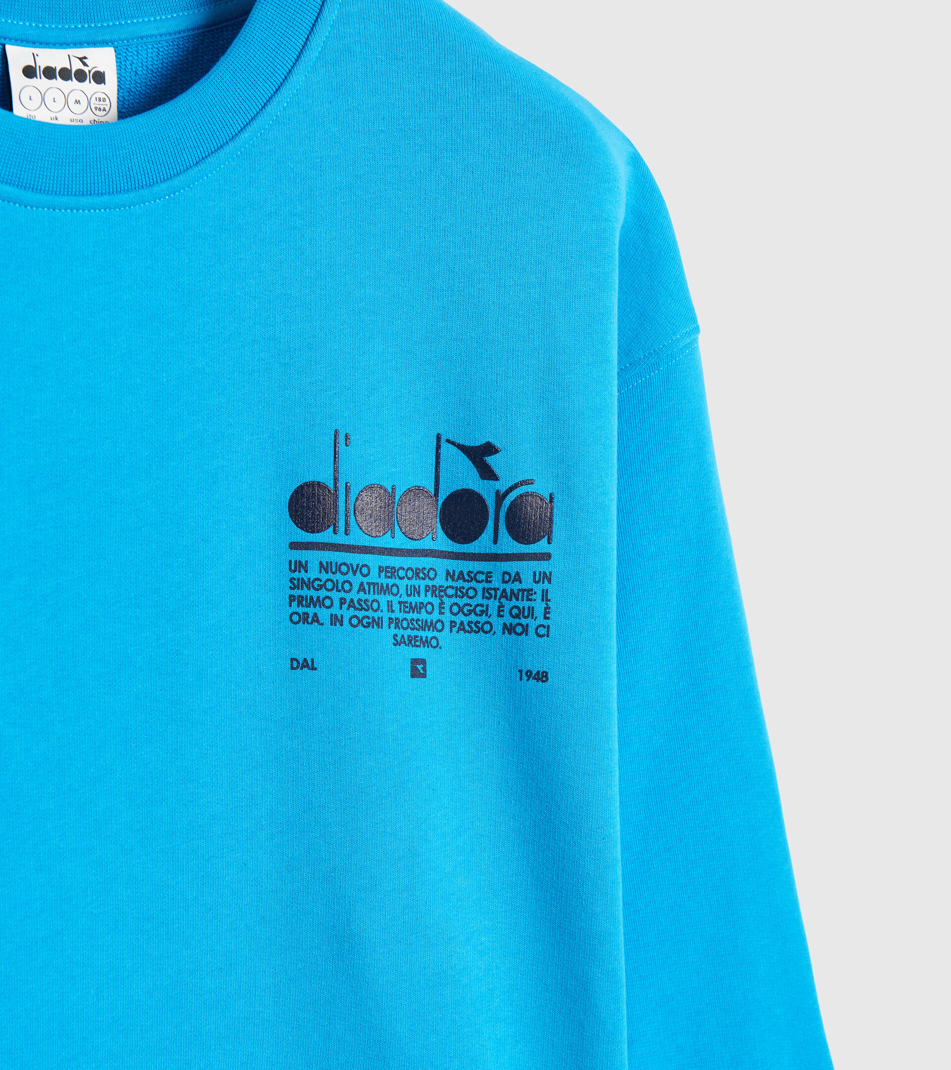 Organic cotton round-neck sweatshirt - Unisex SWEATSHIRT CREW MANIFESTO SKY BLUE INTENSE - Diadora