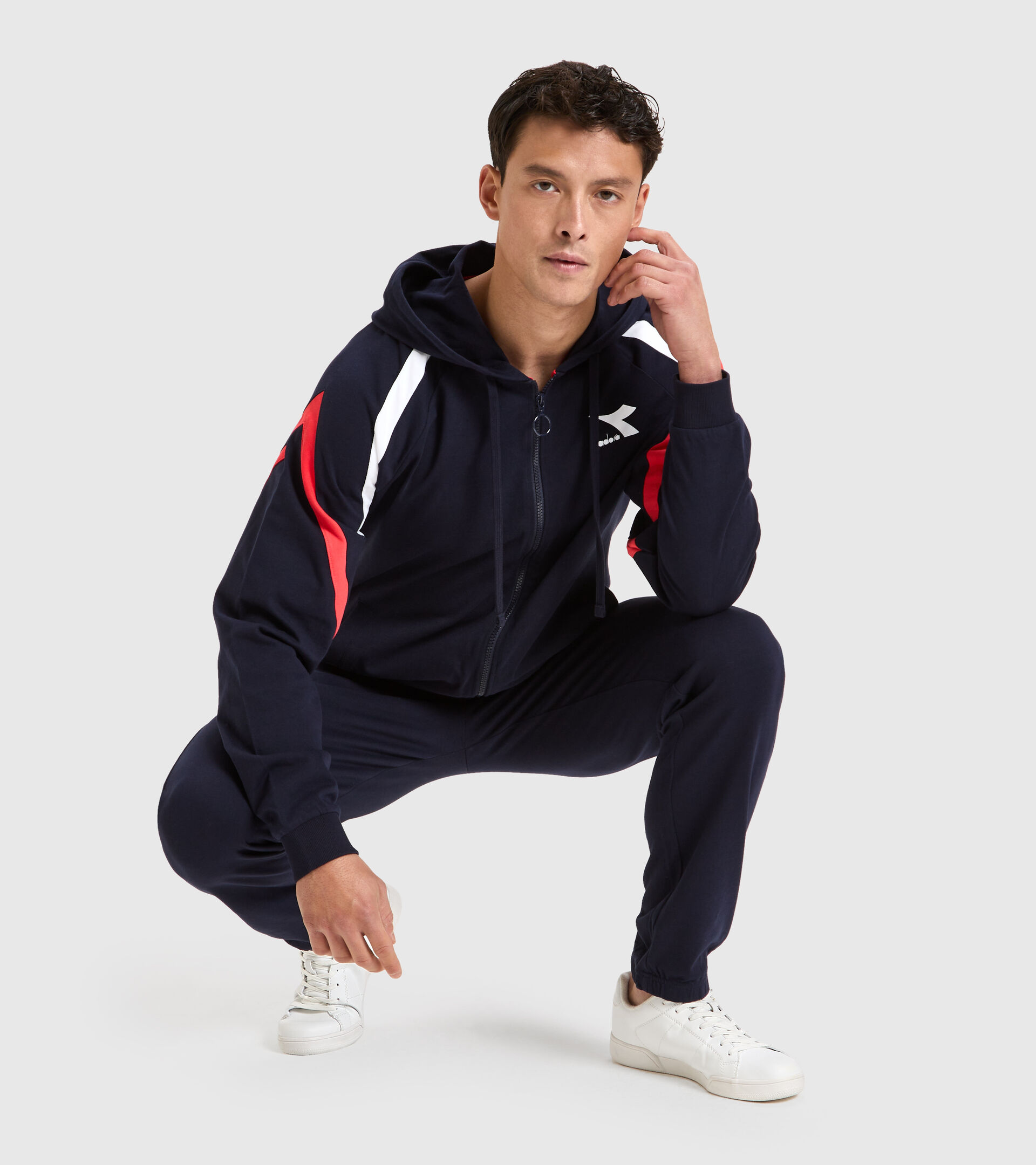 Cotton tracksuit - Men TRACKSUIT HOODIE FZ CORE CLASSIC NAVY - Diadora
