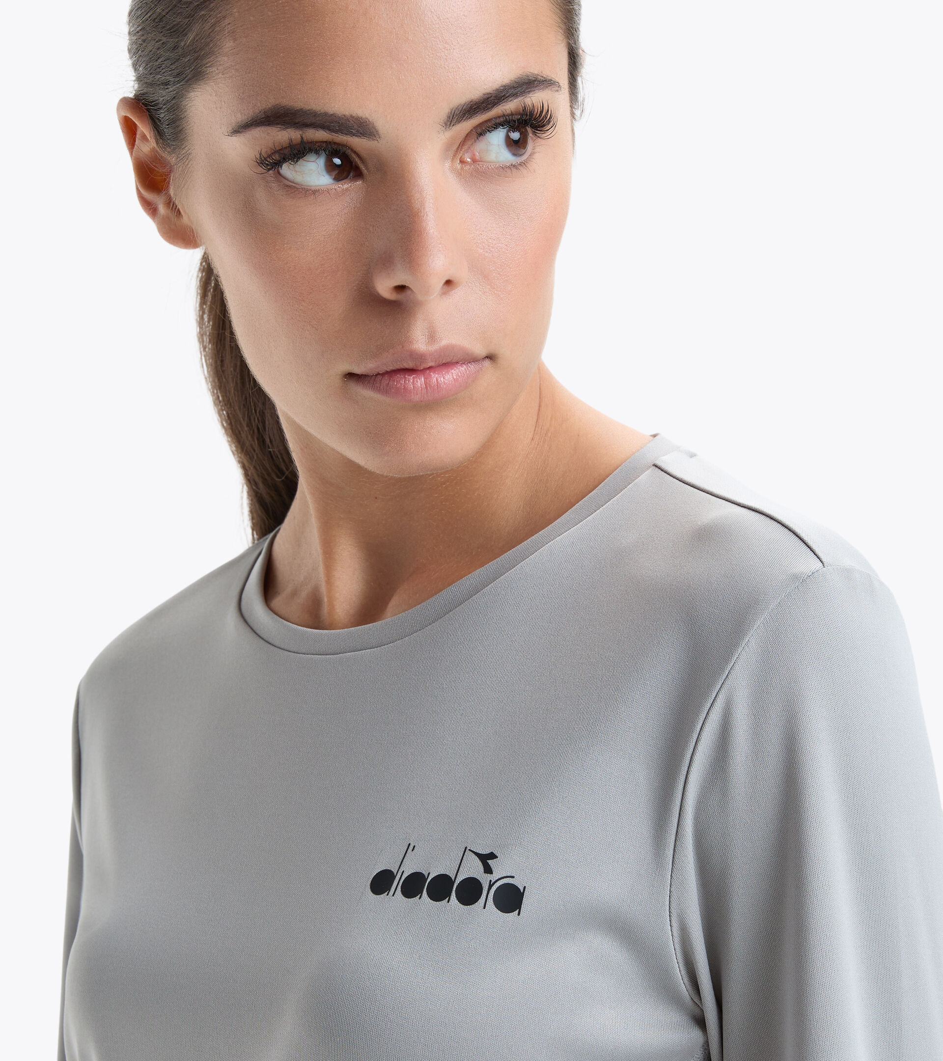 T-shirt da running - Donna L. LS CORE TEE ARGENTO METALLIZZATO - Diadora