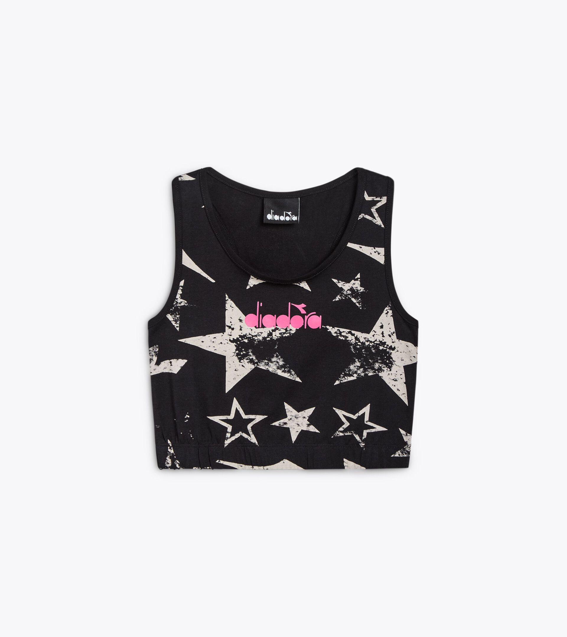 Cotton crop top - Girl JG. TOP STARS BLACK - Diadora