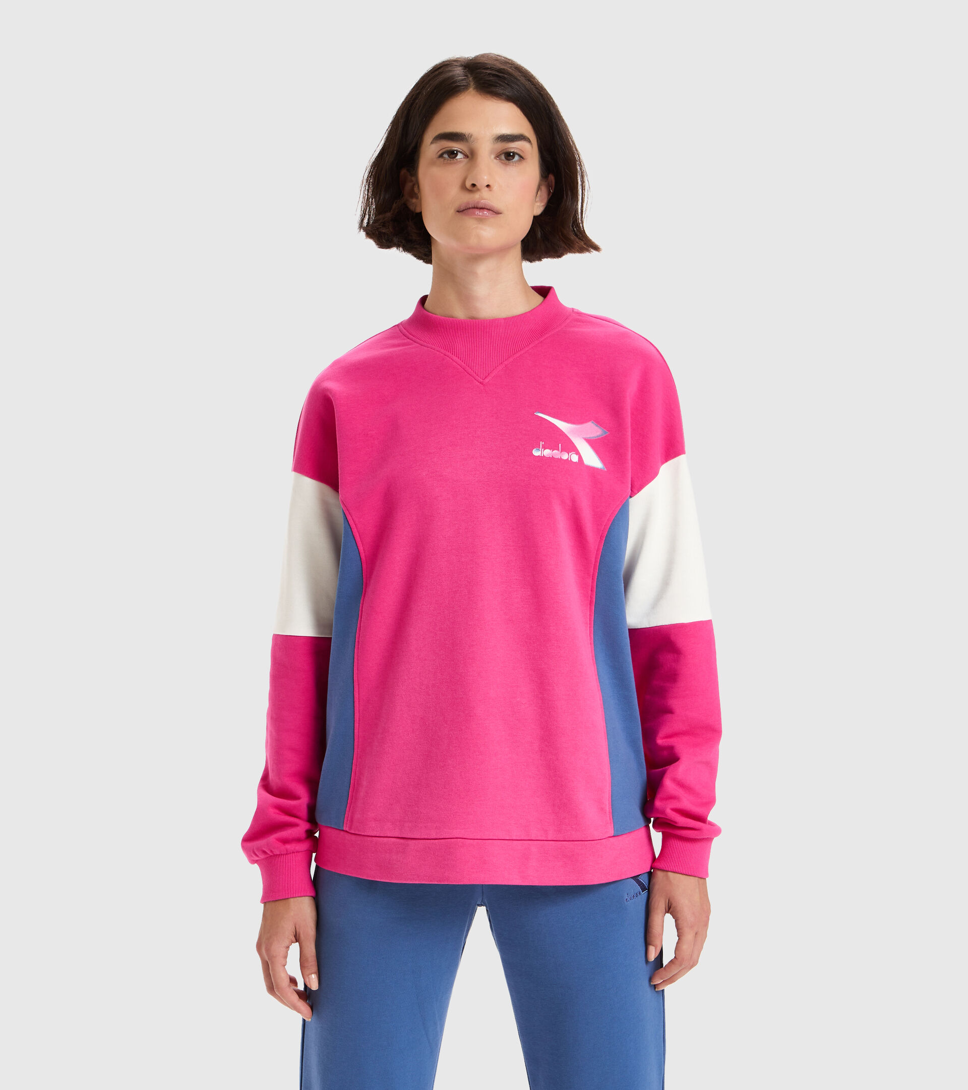 Apparel Sport DONNA L.SWEATSHIRT CREW LUSH ROSA MAGENTA Diadora
