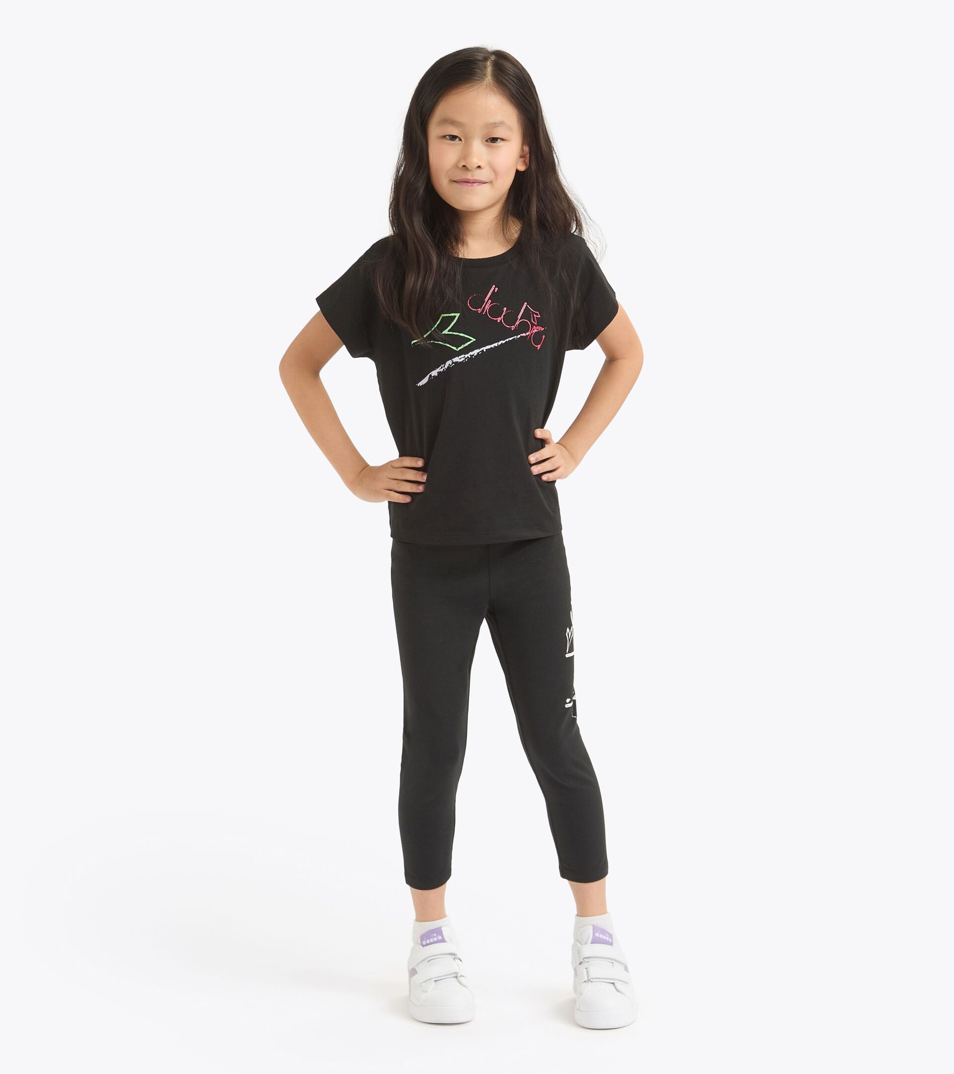 Leggings with graffiti-inspired print - Girl JG. LEGGINGS GRAFFITI BLACK - Diadora