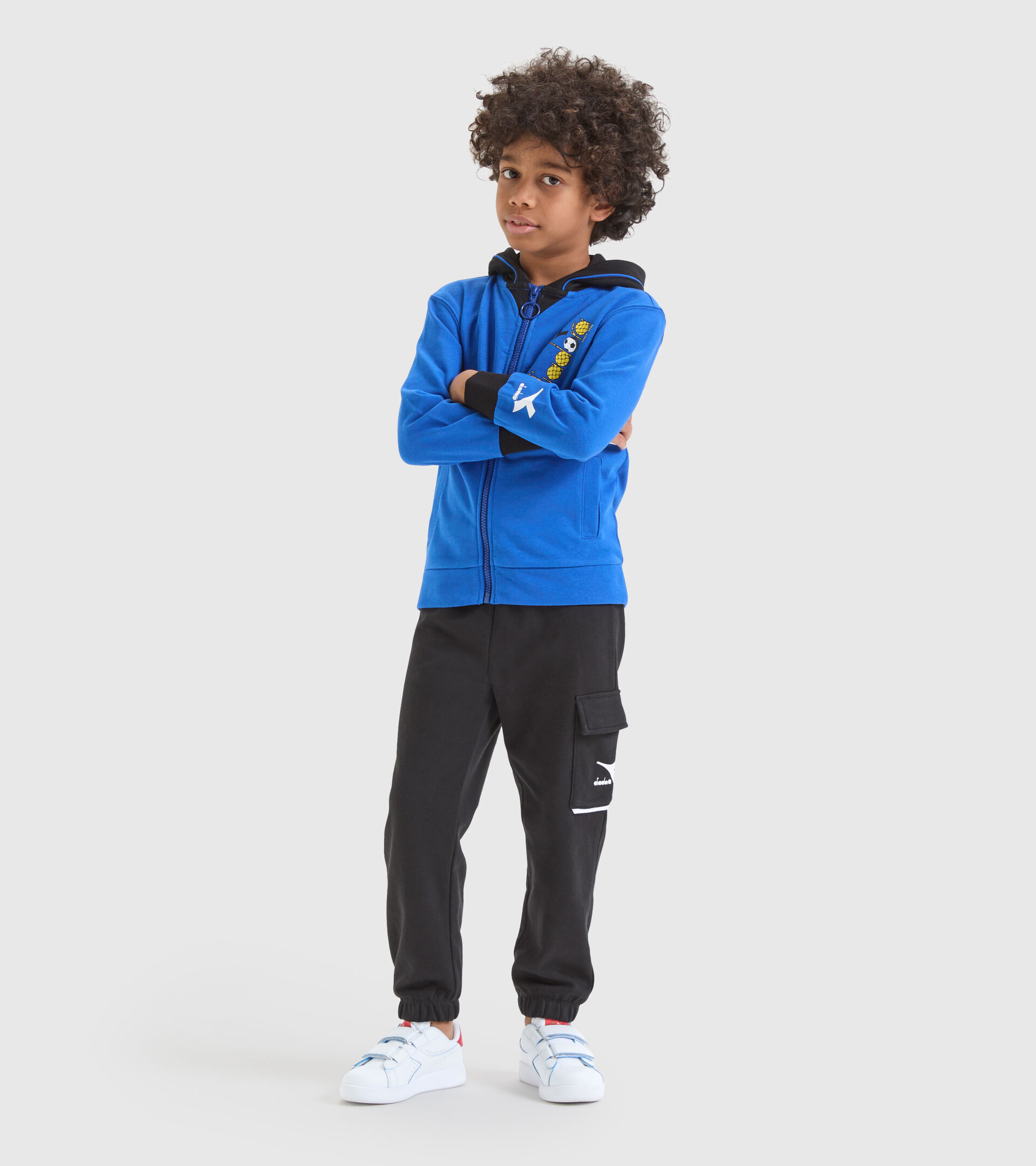 Cotton sports tracksuit - Boy’s JB.TRACKSUIT HD FZ DIADORA FC PRINCESS BLUE - Diadora
