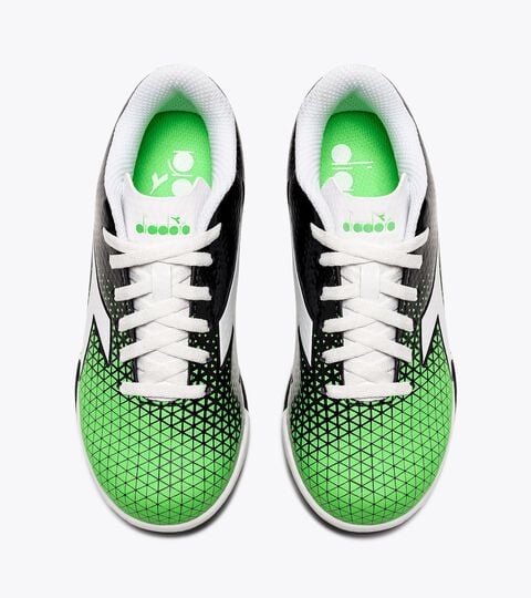 CATTURA GR TF JR, BLACK/WHITE/GREEN FLUO Calcio boots for synthetic ground - Junior CATTURA GR TF JR BLACK/WHITE/GREEN FLUO - Diadora