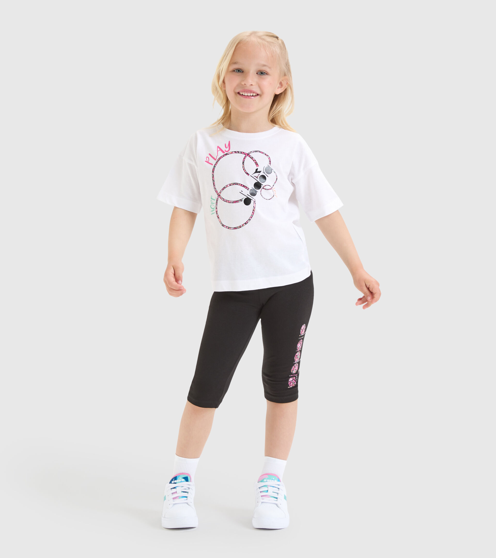 Stretchy T-shirt and shorts set - Girls JG.SET HOOPS OPTICAL WHITE - Diadora