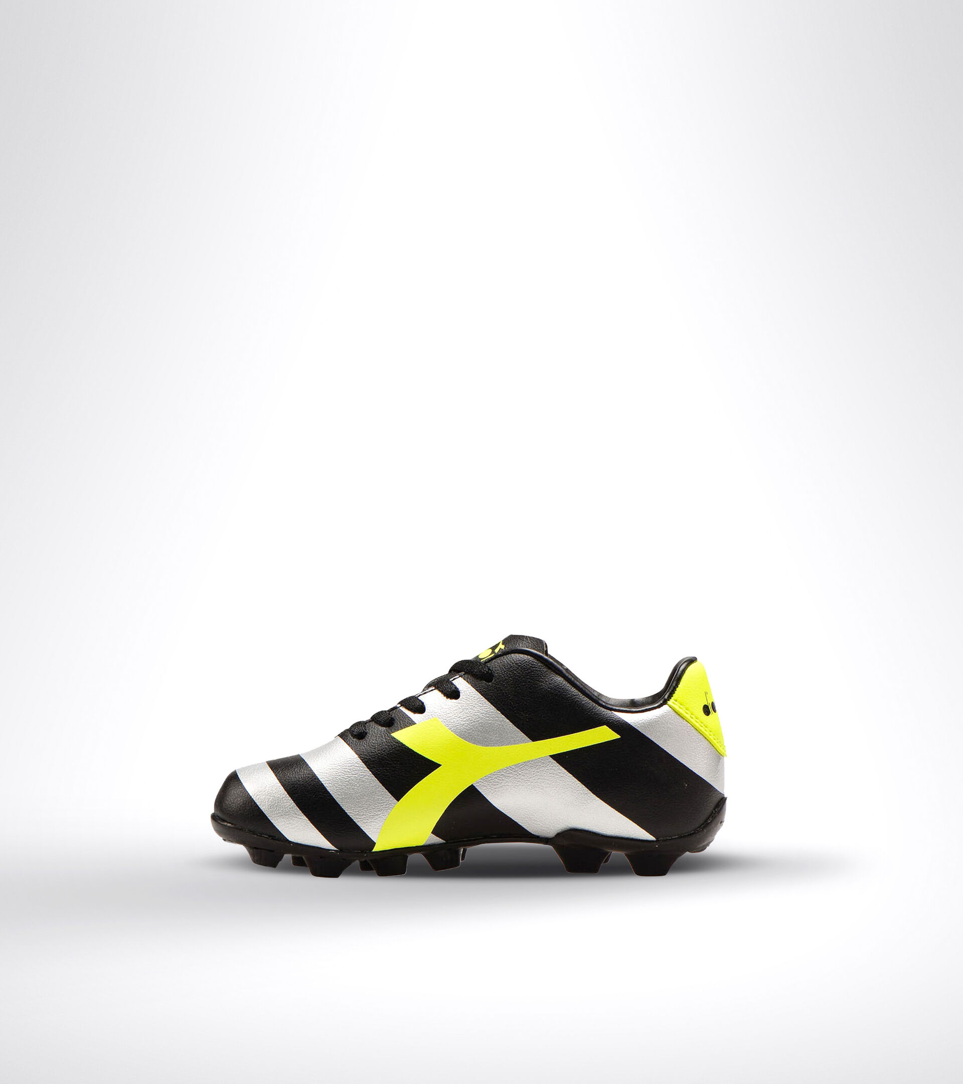 Hard ground football boot - Unisex kids RAPTOR R MD JR BLACK/SILVER/YELLOW FL DD - Diadora