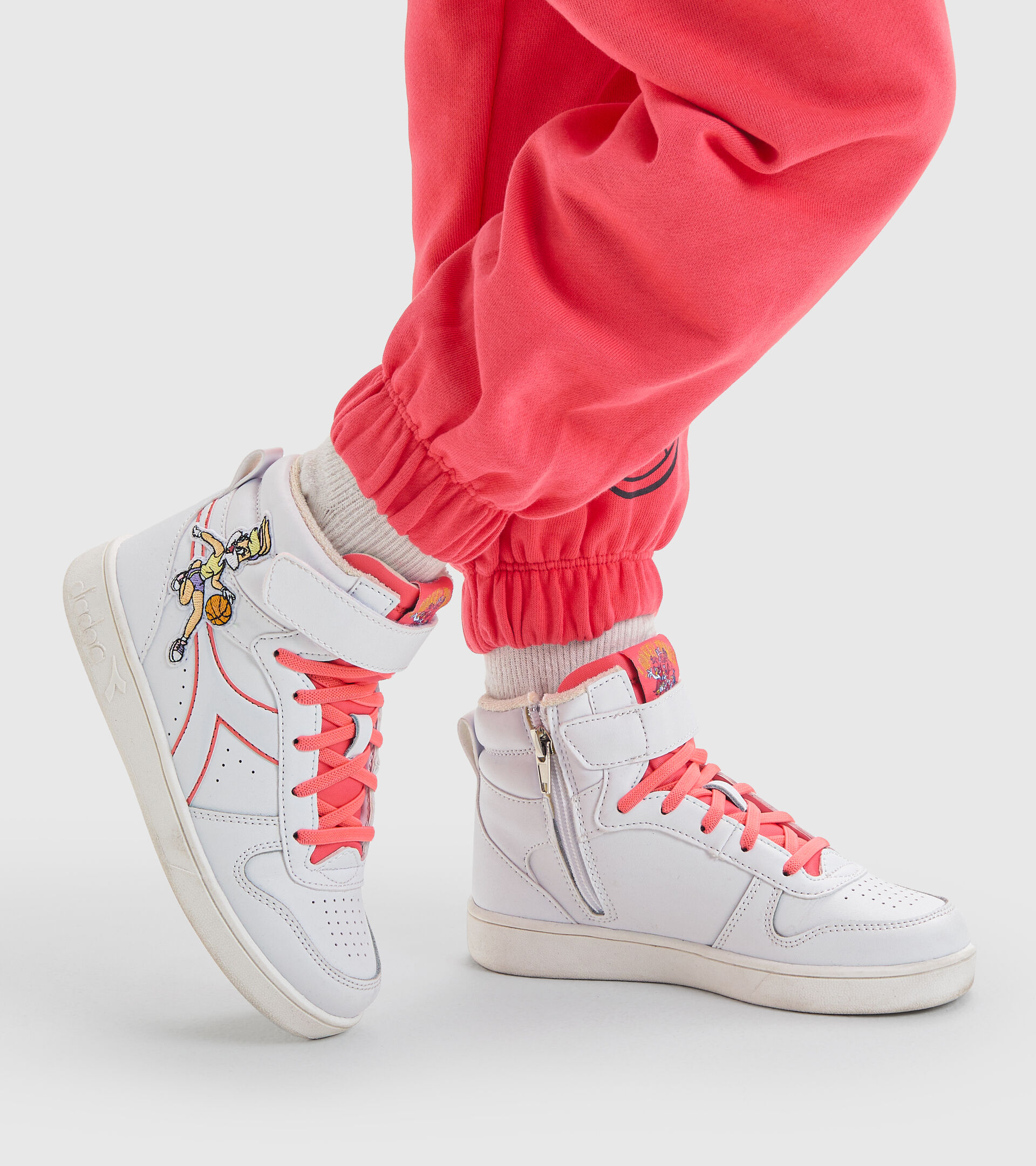Sports shoes - Kids 4-8 years MAGIC BASKET MID LOLA PS WHITE/CORAL - Diadora
