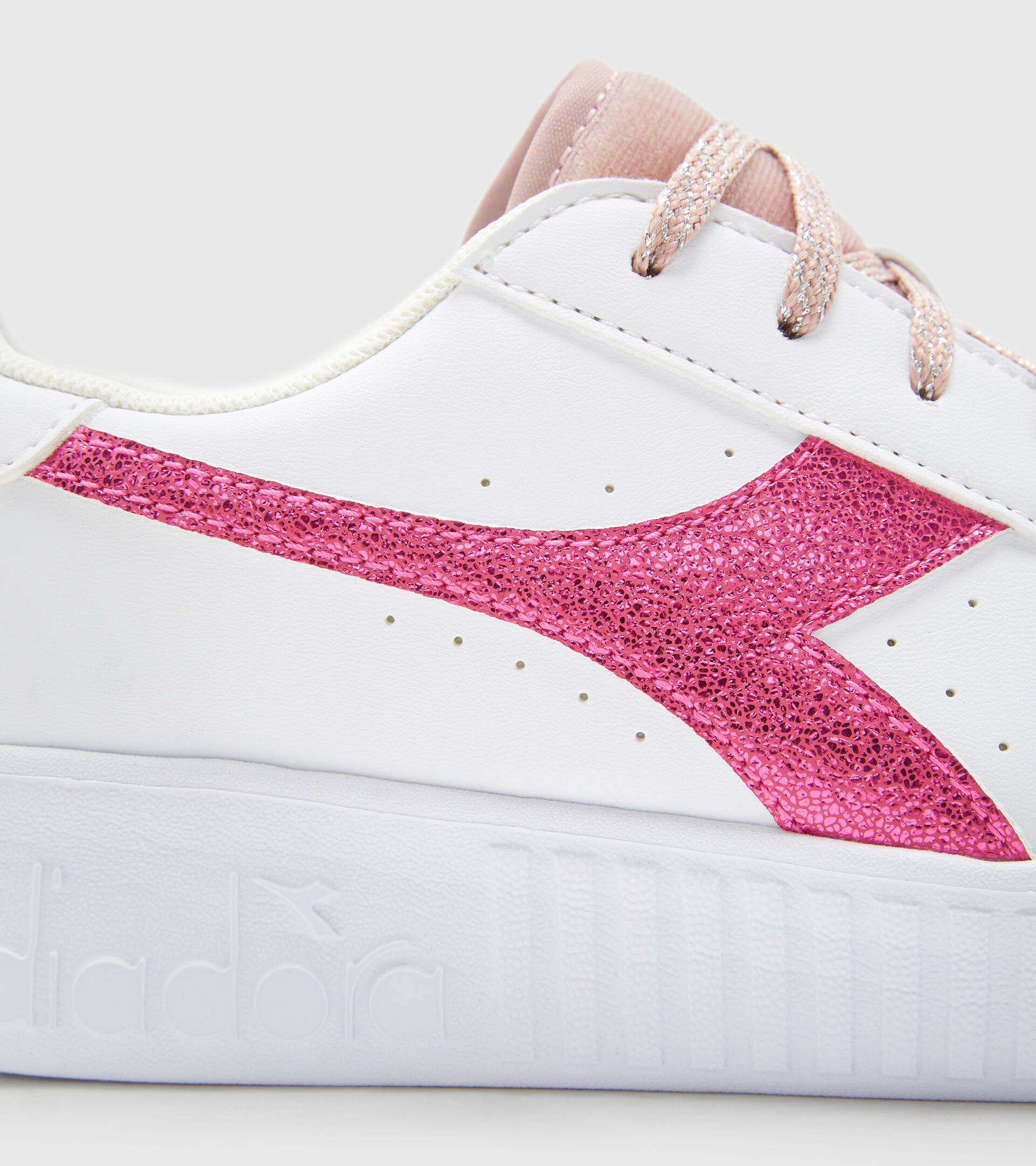 Scarpa sportiva - Ragazzi 8-16 anni GAME STEP P METALLIC CRAQUELE GS BIANCO/ROSA LADY - Diadora