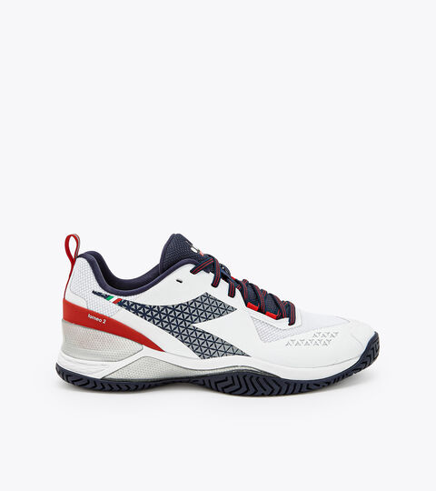 Tennis shoes for hard surfaces or clay - Men BLUSHIELD TORNEO 2 AG WHITE/BLUE CORSAIR/FIERY RED - Diadora
