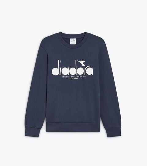 SWEATSHIRT CREW LOGO, AZUL NOCHE Sudadera de algodón con cuello redondo - Para todos los géneros SWEATSHIRT CREW LOGO AZUL NOCHE - Diadora