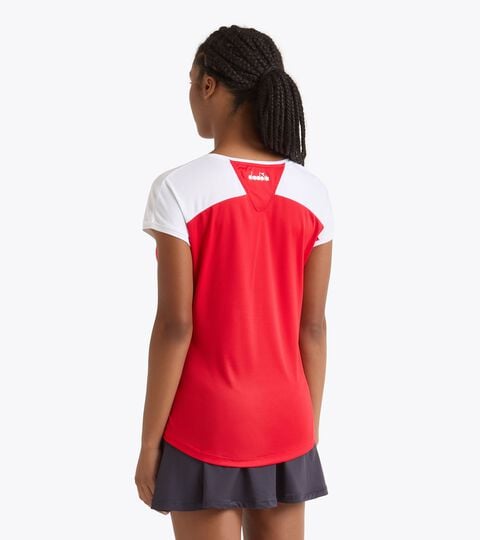 T-shirt de tennis - Femme L. T-SHIRT COURT ROUGE TOMATE - Diadora
