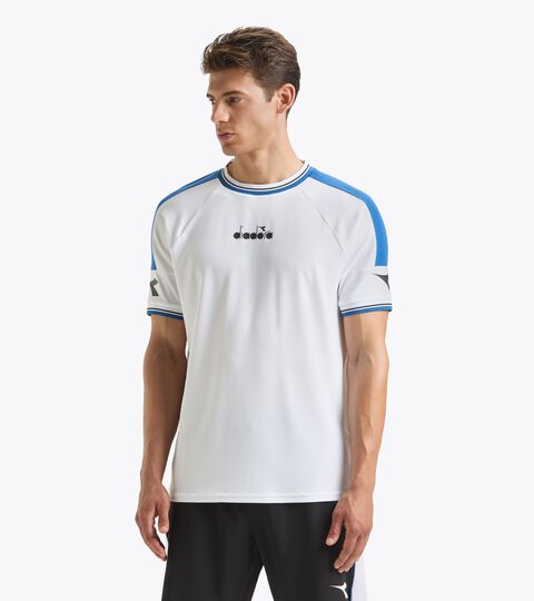 Camiseta de tenis - Hombre SS T-SHIRT ICON BLANCO VIVO/AZUL DEJA VU - Diadora